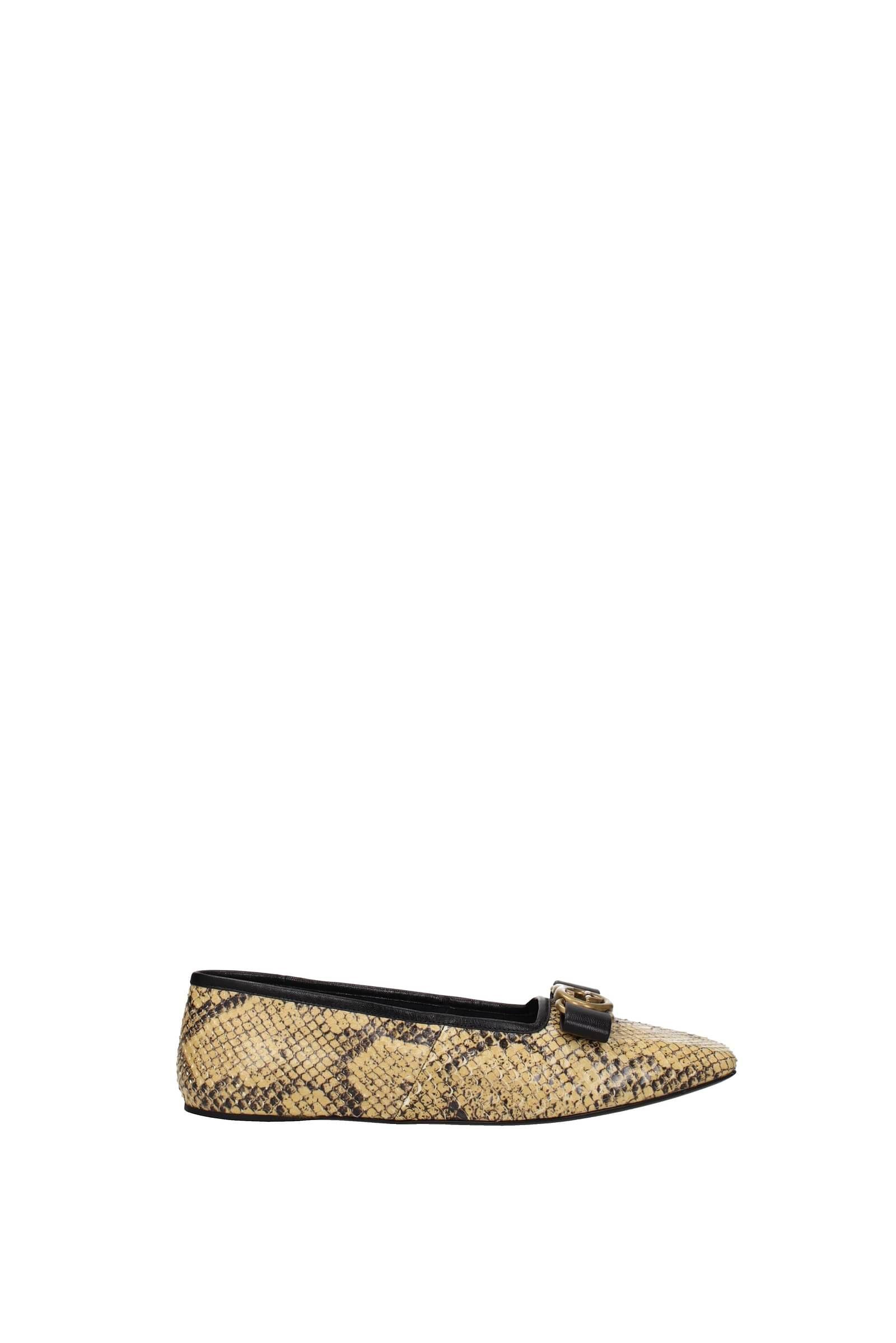 Gucci Ballet Flats Leather Python in Natural Lyst