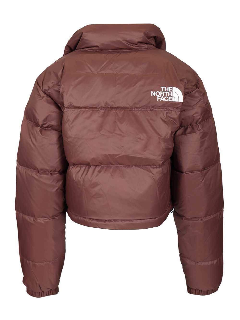 Women's Nuptse North Face Puffer Jacket Cropped Brown Short