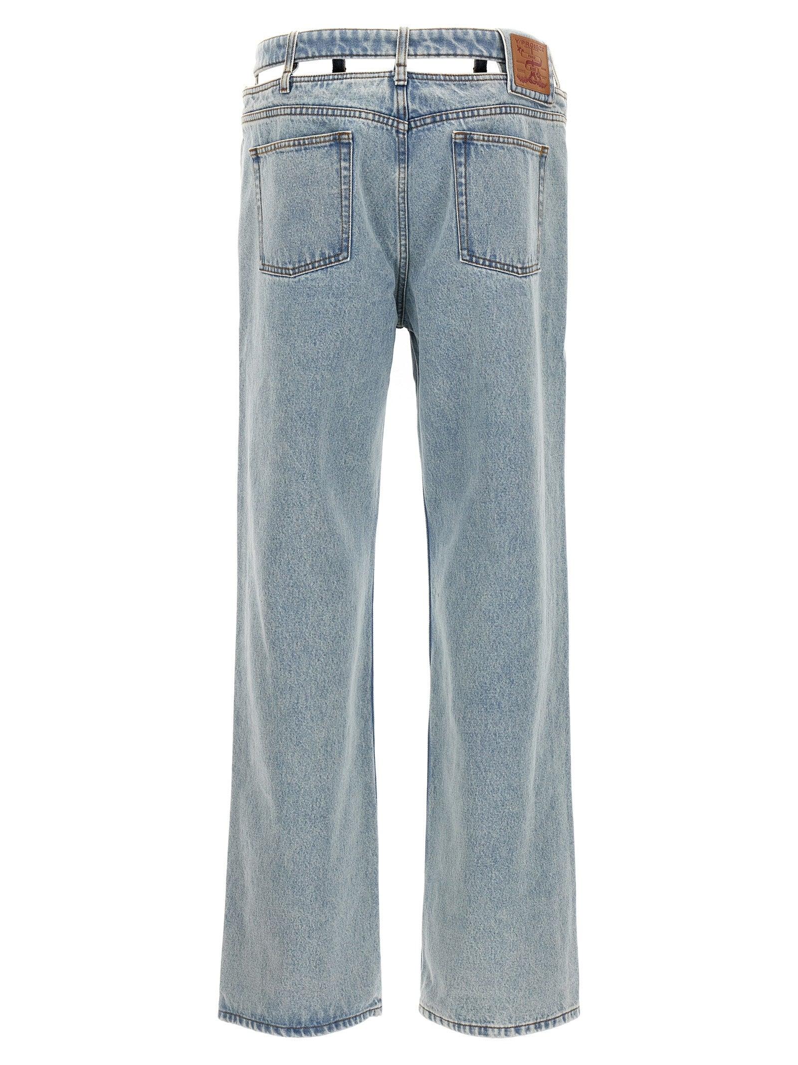 【WV PROJECT】24SS★ Cozy Slub Denim Banding Pants Girls Baggy Denim Pants Straight Wide Leg Denim Pant Casual