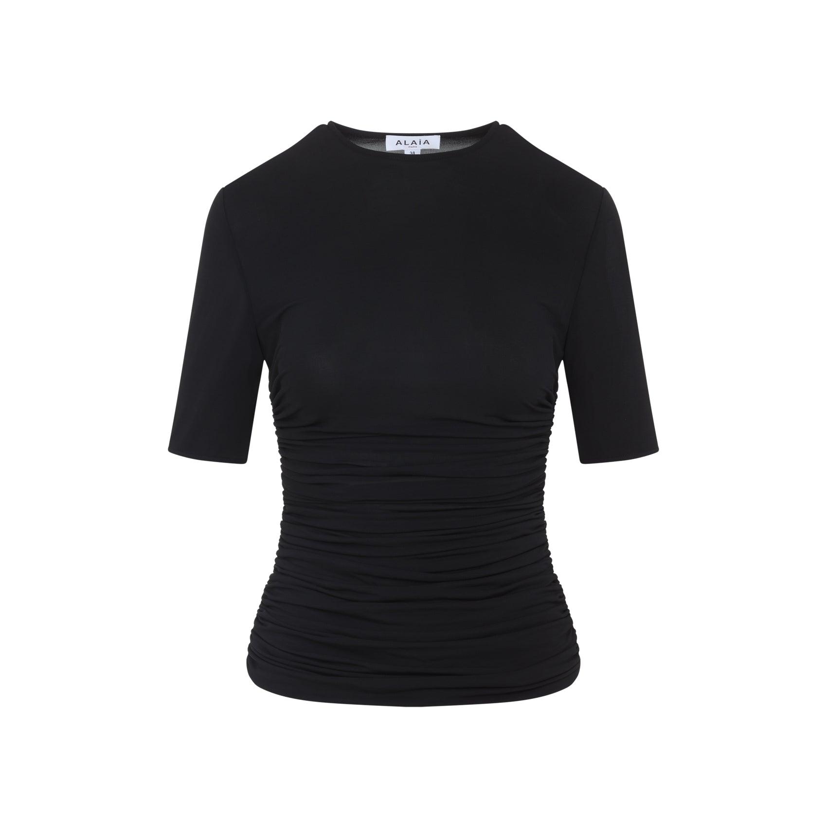 Tシャツ・カットソー ALAIA Women Tops AA9B0319M8266 995 BLACK ALAÏA BLACK COTTON POPLIN HIGHNECK TOP |ALAÏA CA