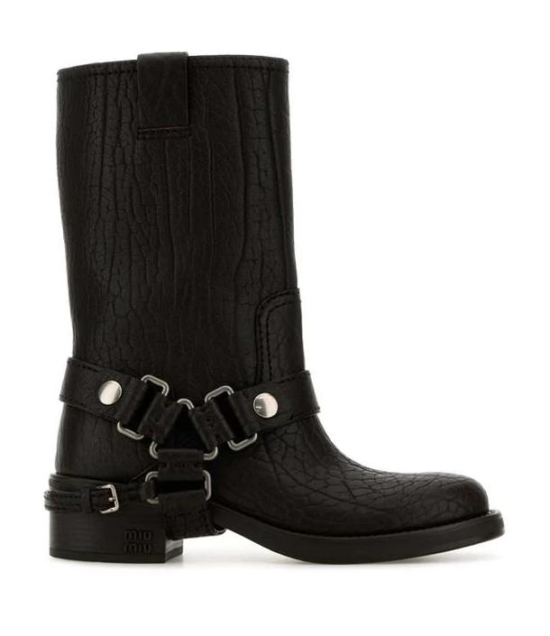 ミドルブーツ MIU MIU Miu Leather Boots Ld52 Miu Miu バックル レザーブーツ | ブラウン | FARFETCH JP