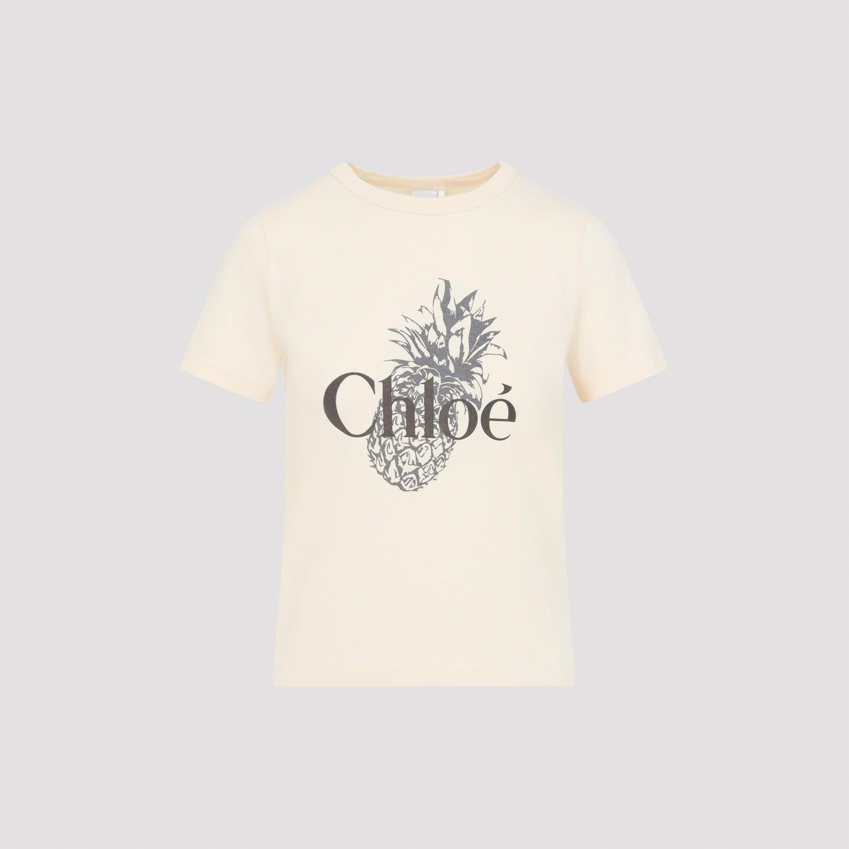 Tシャツ・カットソー CHLOE WOOL AND COTTON T-SHIRT WITH LOGO Chloé Cropped Boxy Logo T Shirt In Cotton Jersey | Chloé CA