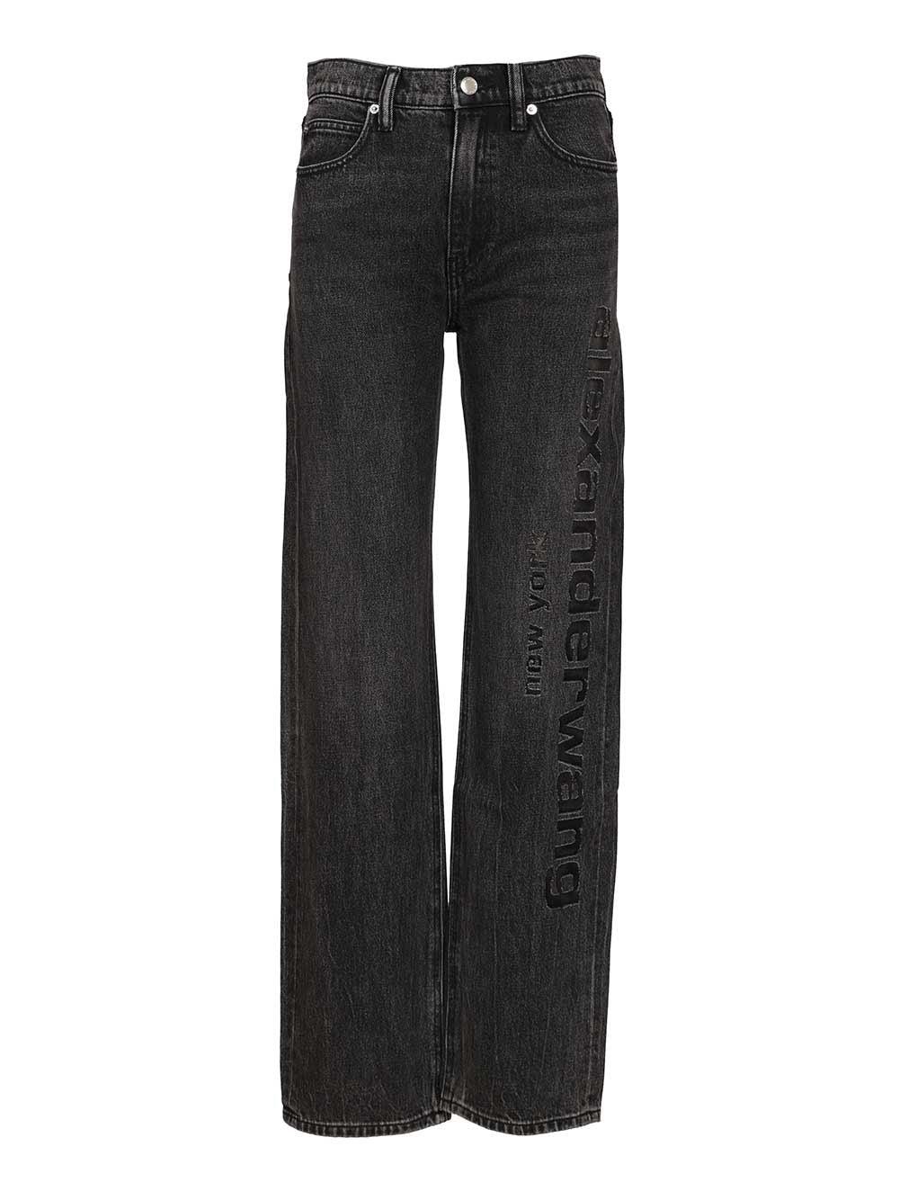 Alexander Wang ブルー レーザー ディストレス ロゴ ジーンズ Alexander Wang ブルー レーザー ディストレス ロゴ ジーンズ