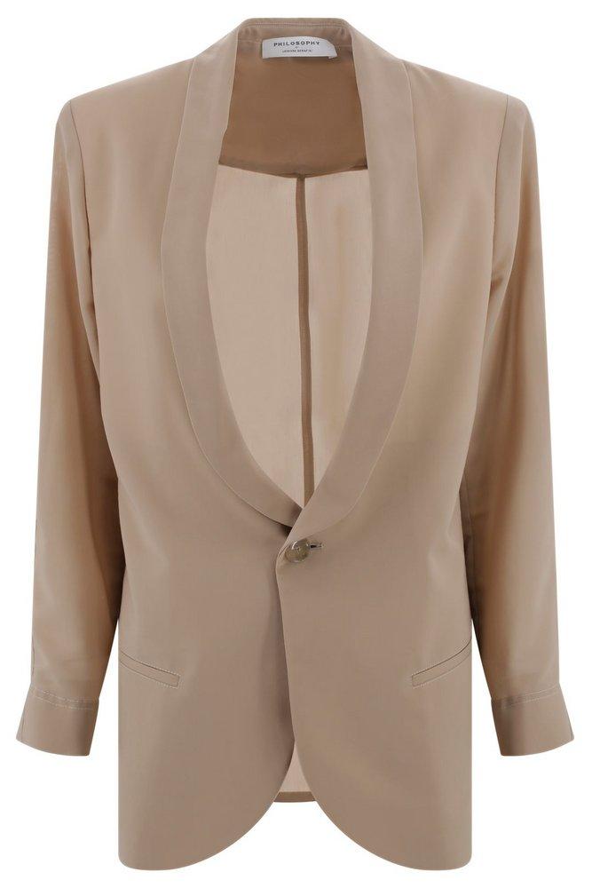 ジャケット PHILOSOPHY Women Jackets A05040726 1082 beige Women's Beige Leather Jacket