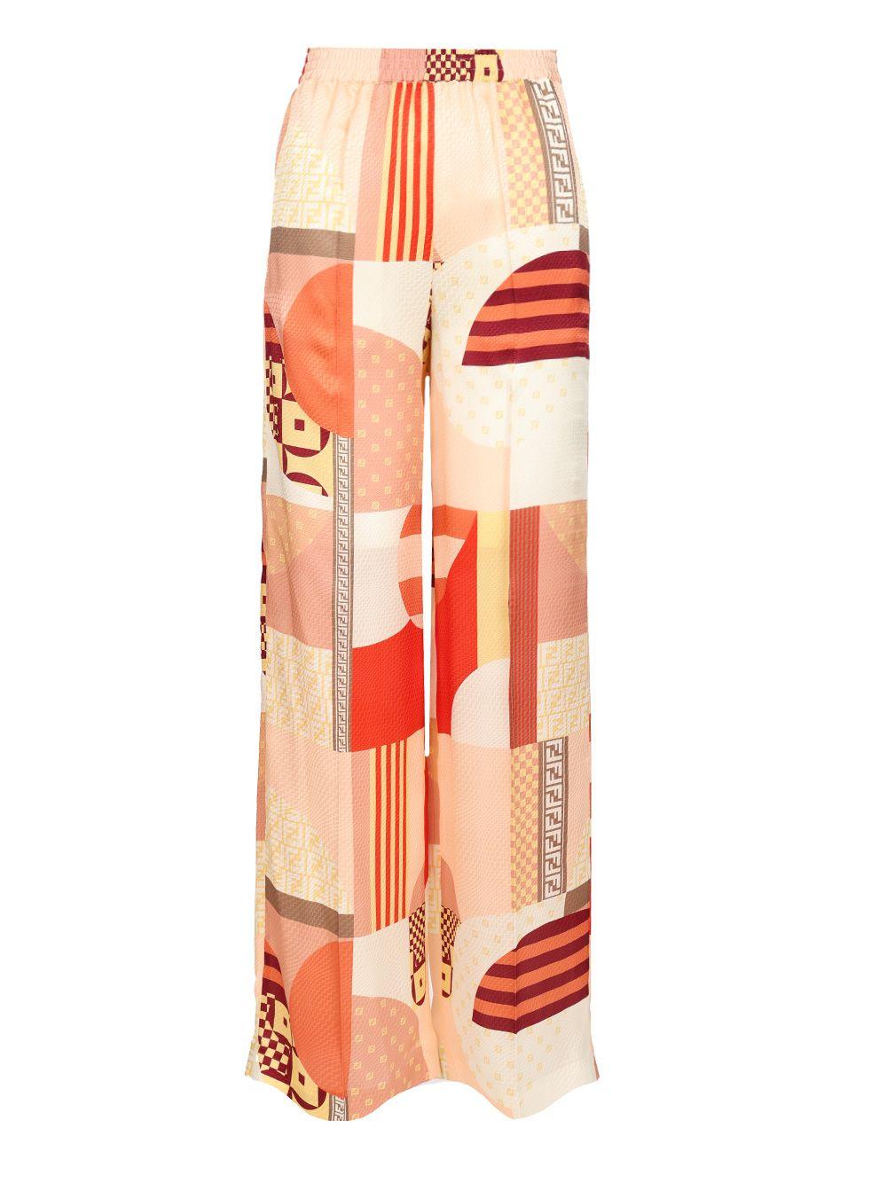 パンツ Fendi Wide-Leg Silk Patchwork Pants With Geometric Patterns Fendi Wide-leg and palazzo pants for Women | Online Sale up