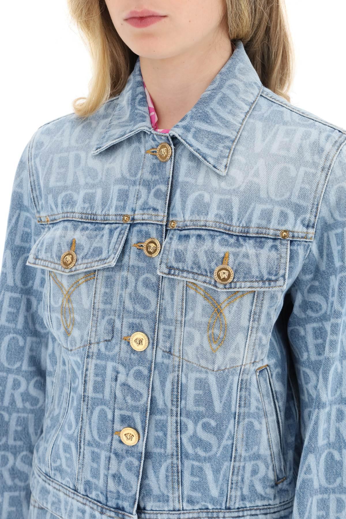 Versace All-over Logo Denim Jacket in Blue | Lyst
