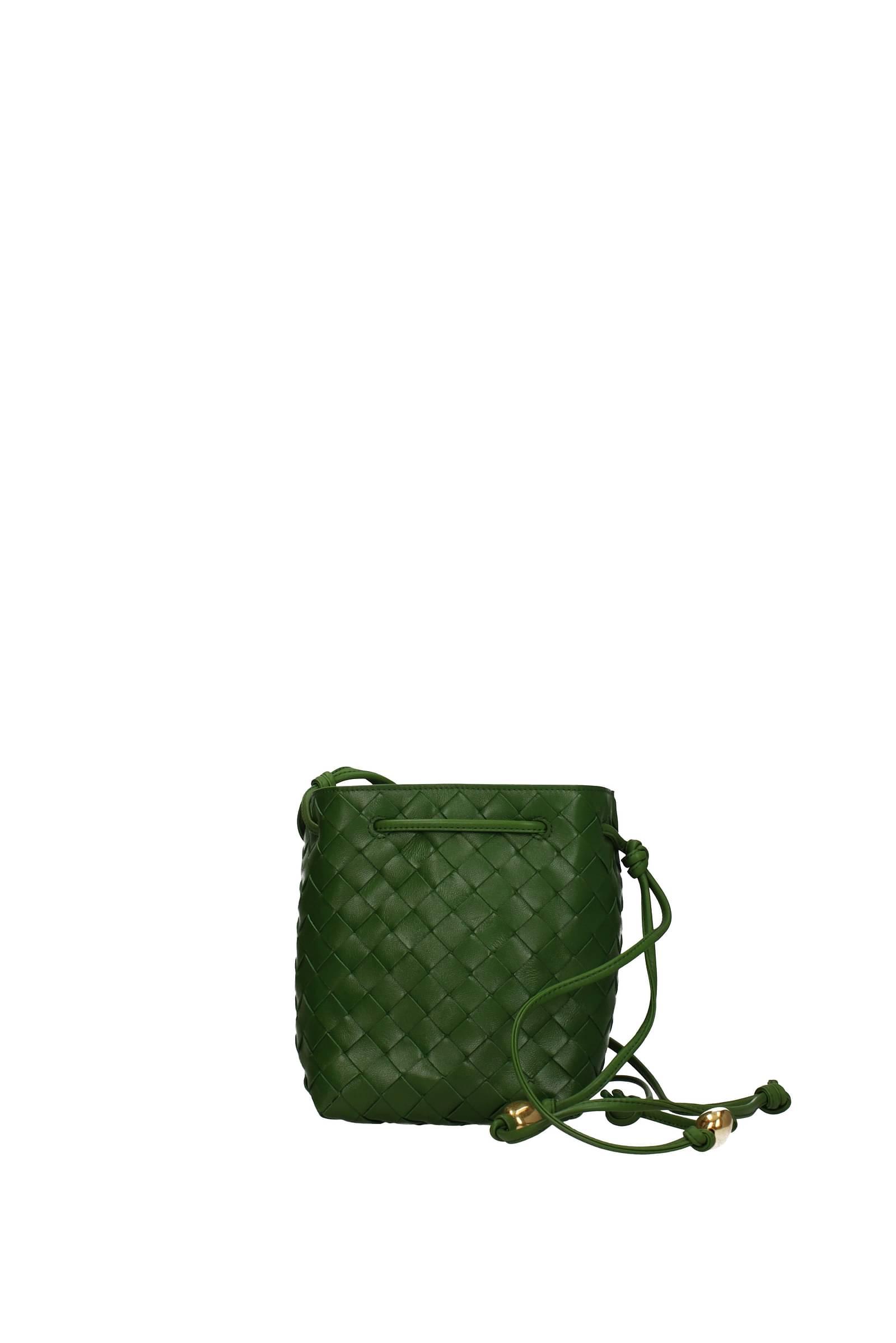 Bottega Veneta Grass Green Leather Small Loop Crossbody Bag In