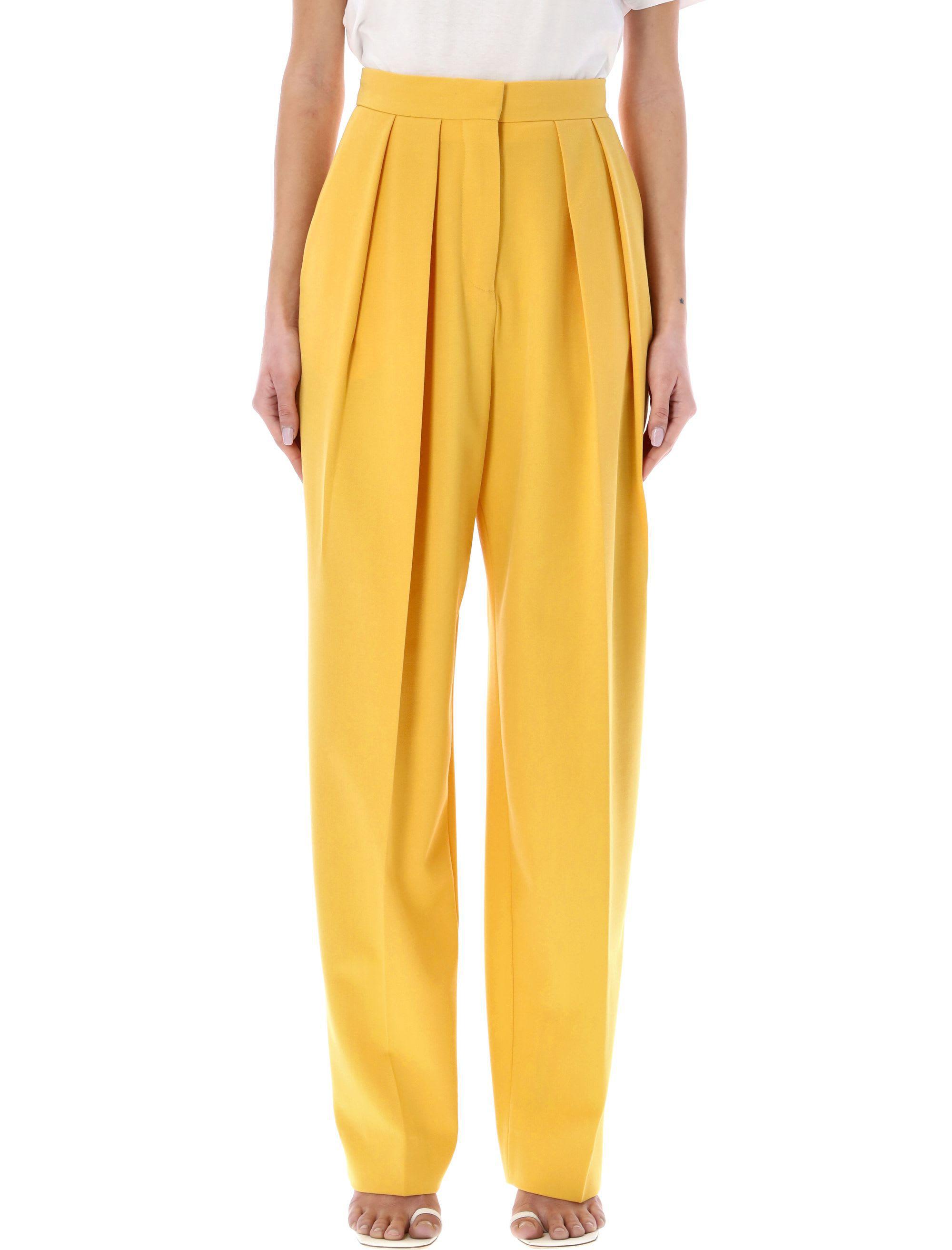 パンツ STELLA MCCARTNEY Woman Pants Yellow 6402503FU302 7150 Stella McCartney Yellow Wool Logo Pants for Women