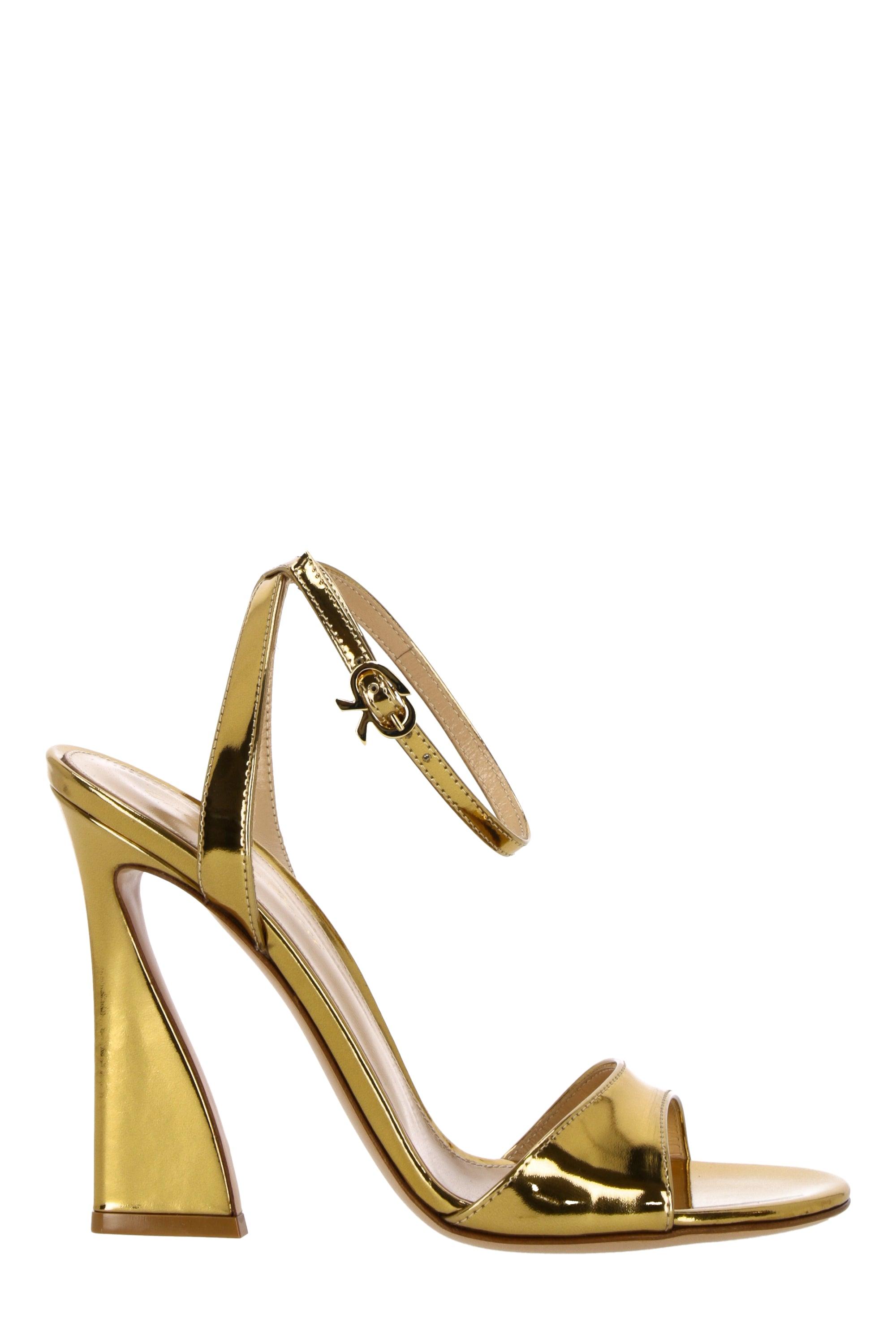 Gianvito Rossi Gold-tone Patent-leather Aura Sandals in Metallic | Lyst