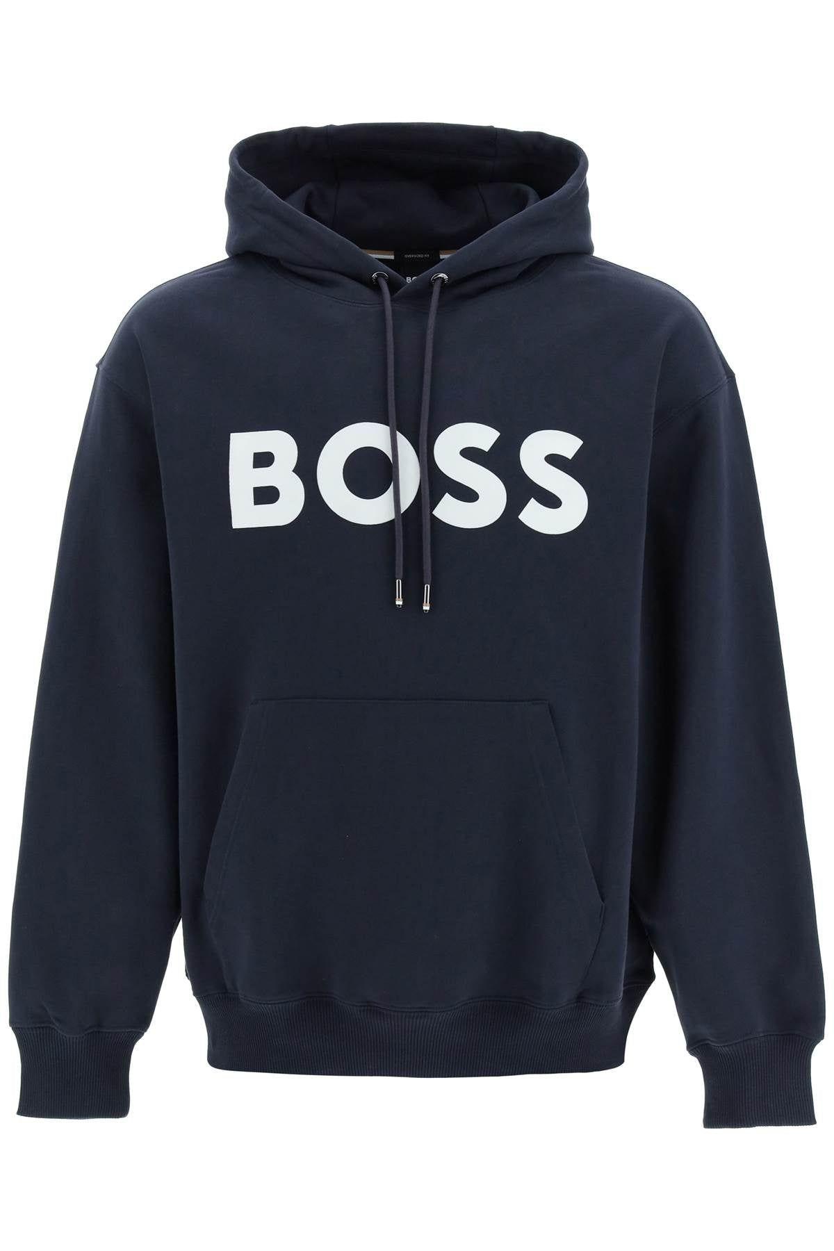 BOSS by HUGO BOSS Logo Print Hoodie in Blue for Men | Lyst