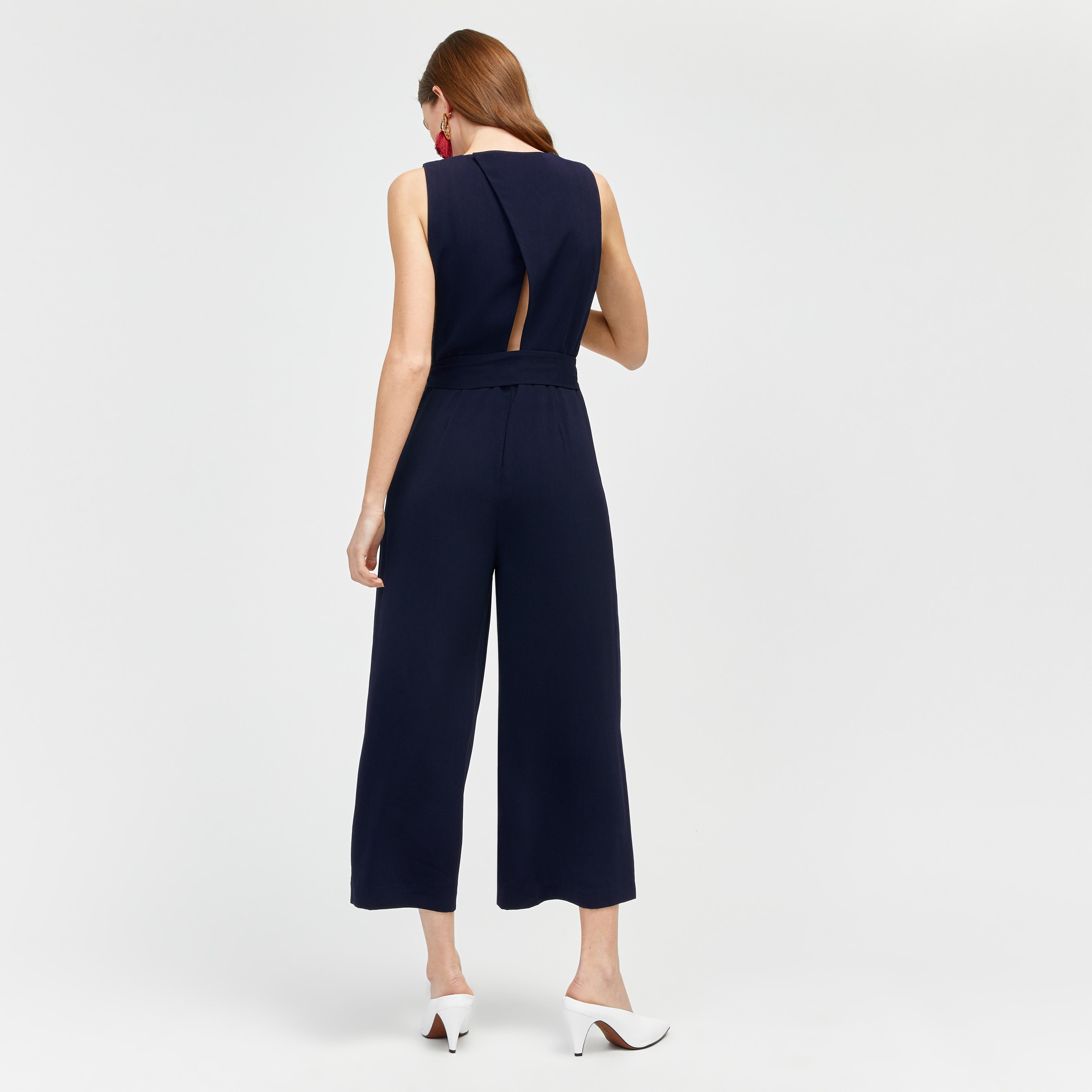 warehouse gathered neck jumpsuit