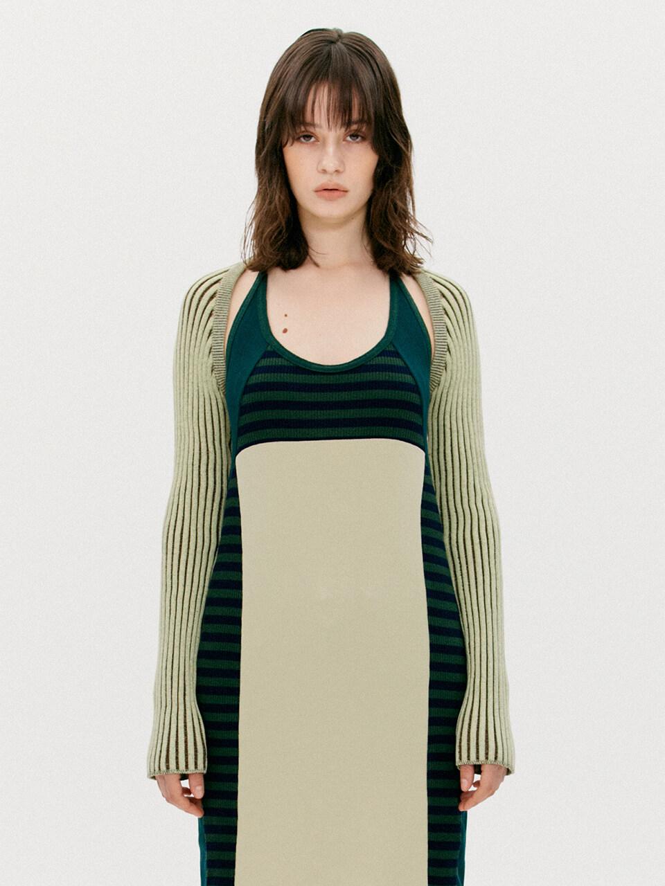 TheOpen Product Ribbed Fitted Bolero Cardigan in Green | Lyst