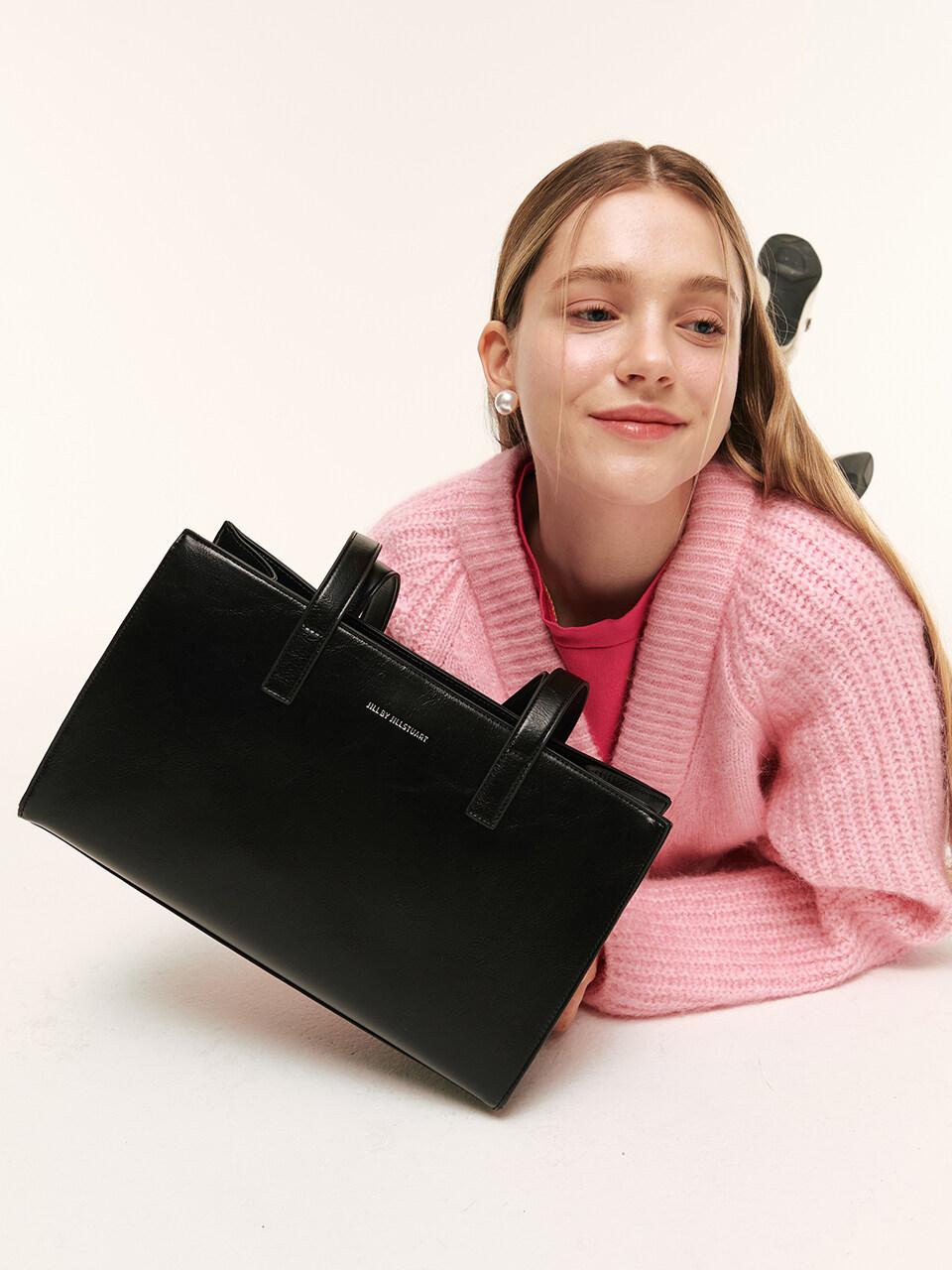 Jill Stuart Logo Color Leather Horizontal Shopper Bag in Black | Lyst UK