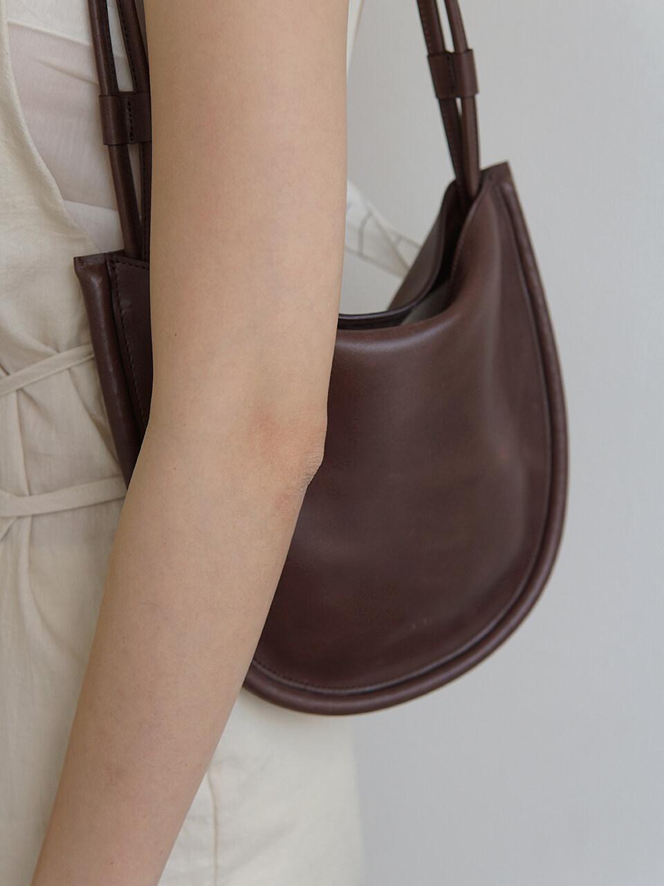 Smooth Leather Flat Hobo Bag
