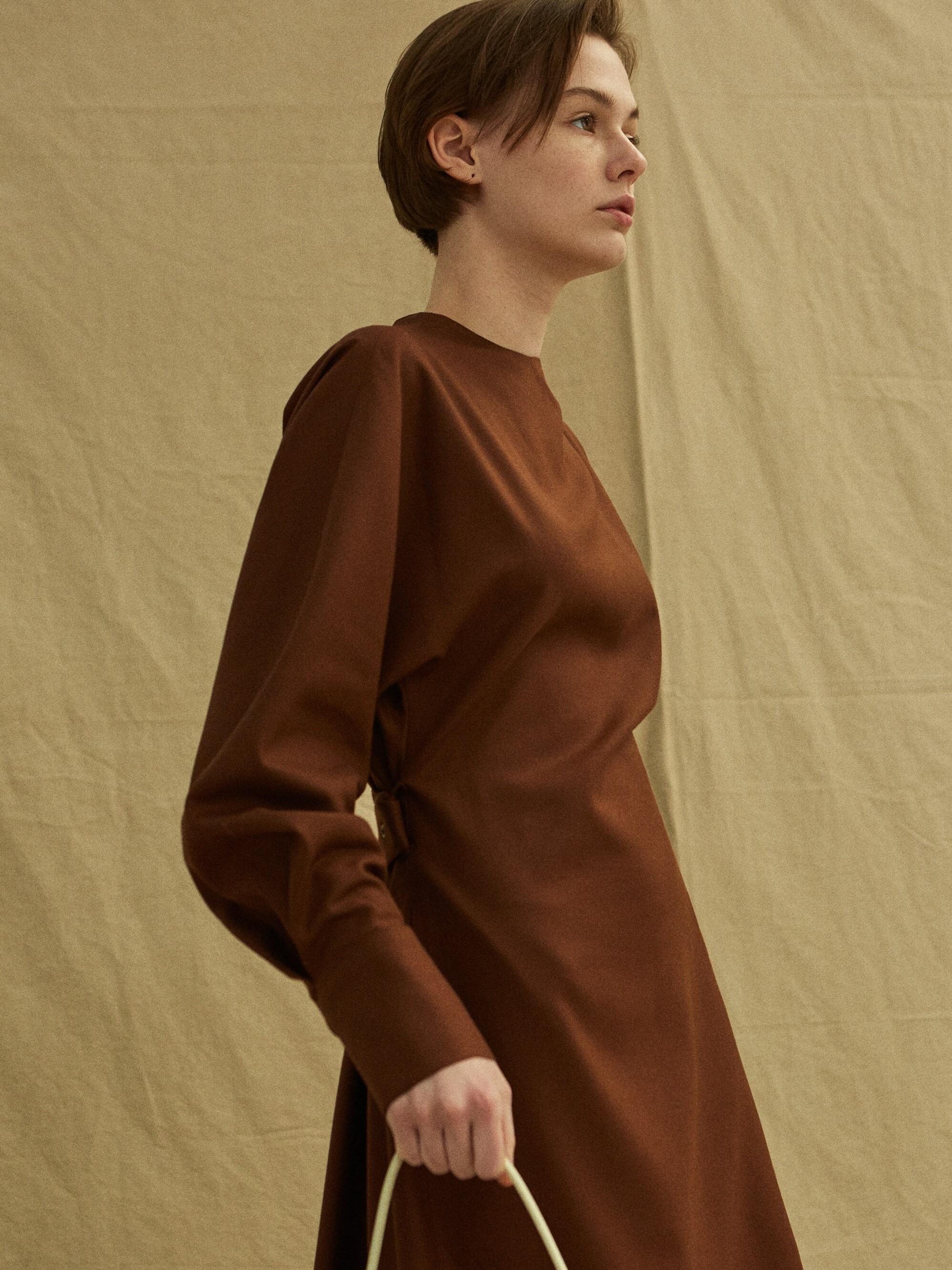 Low Classic Wool Belt Dress in Brown Lyst