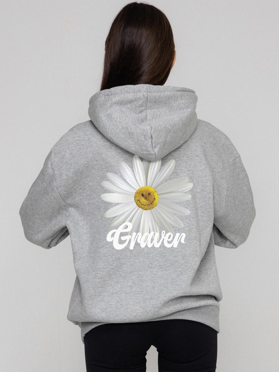 Graver Green Flower Smile Embroidered Hoodie by W Concept