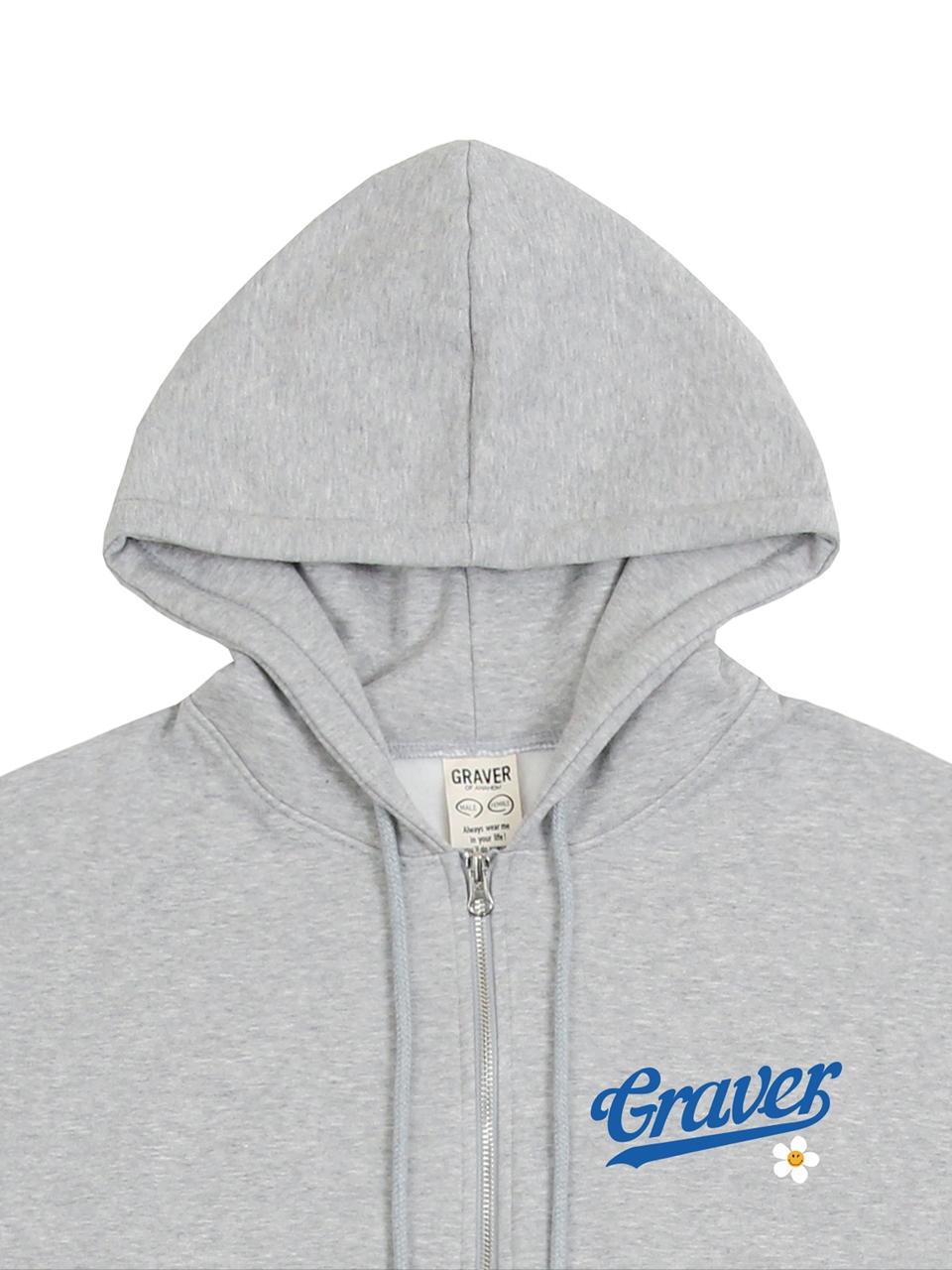 Graver Green Flower Smile Embroidered Hoodie by W Concept