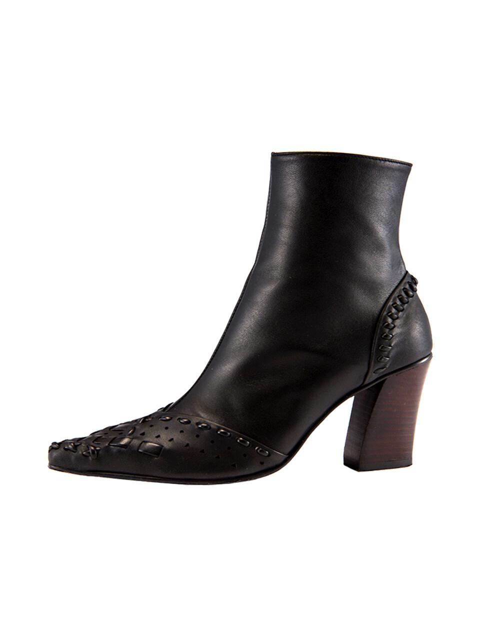 Reike Nen Leather |^|string Embroidery Slim Boots Black - Lyst