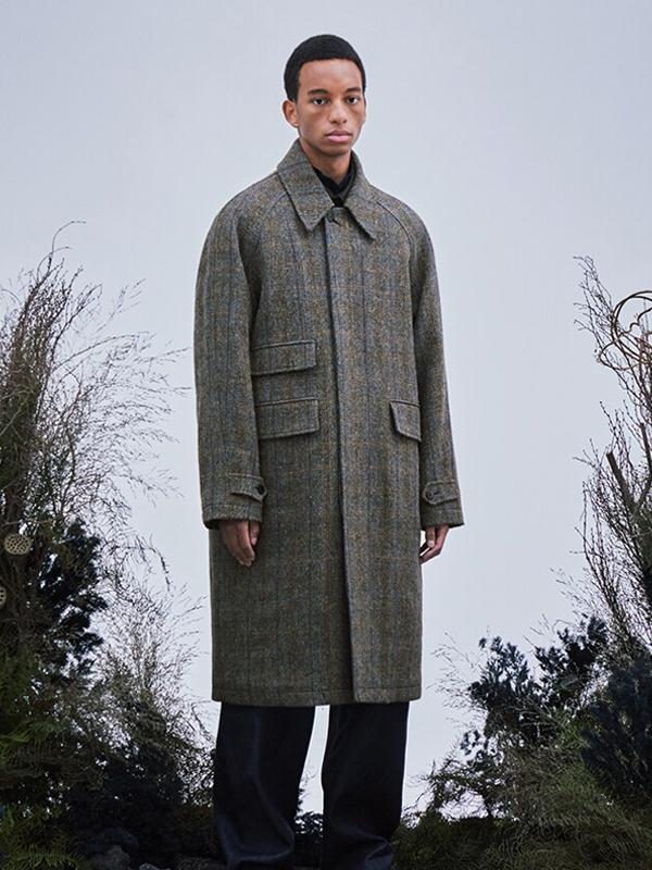 Lord John Grey Park Wool Balmacaan Coat Harris Tweed in Gray for