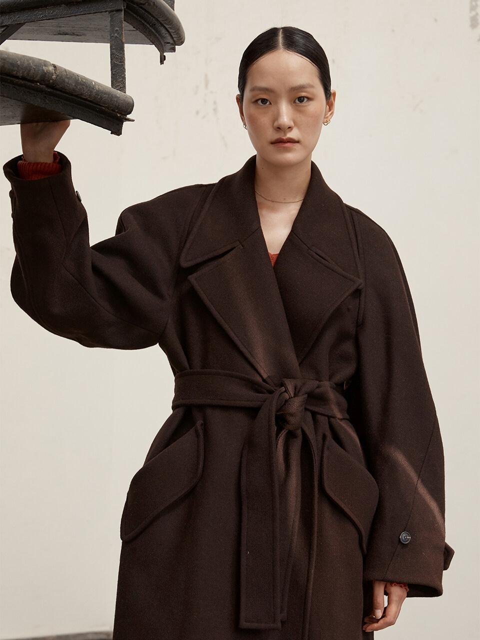 Low Classic Wool Belt Coat in Brown | Lyst