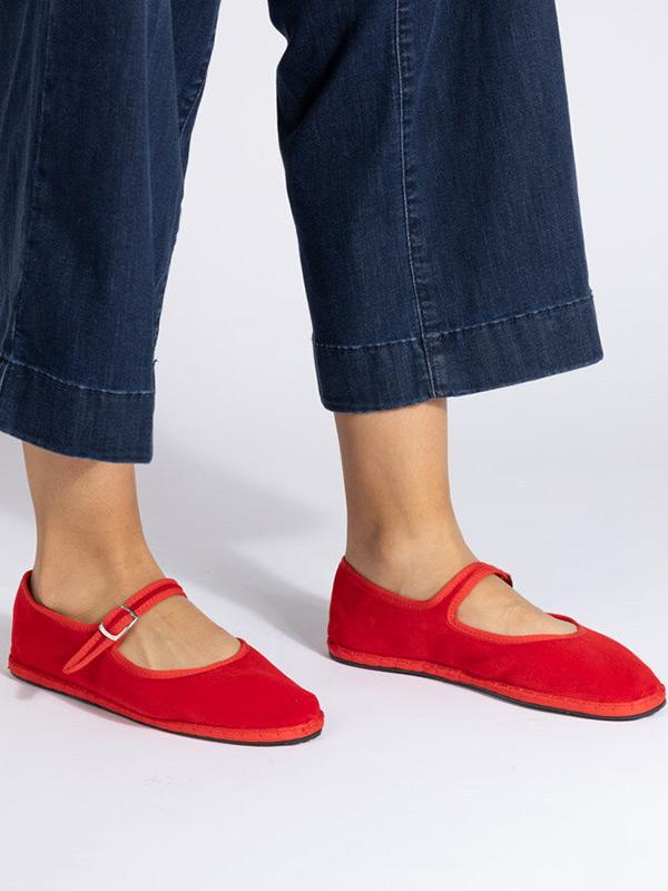 DROGHERIA CRIVELLINI Papusse Mary Jane Velvet in Red | Lyst