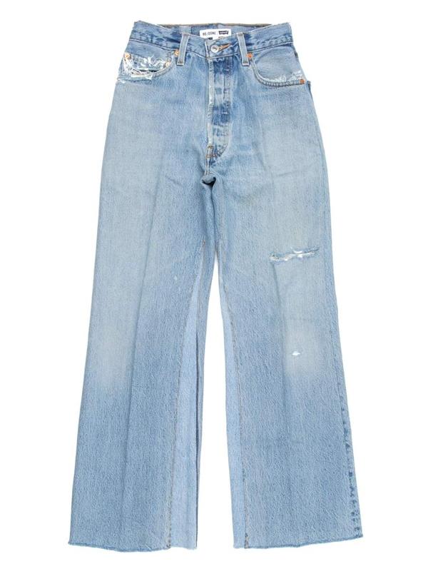 RE/DONE Women's Blue Levis Ultra High Rise Wide Leg Crop