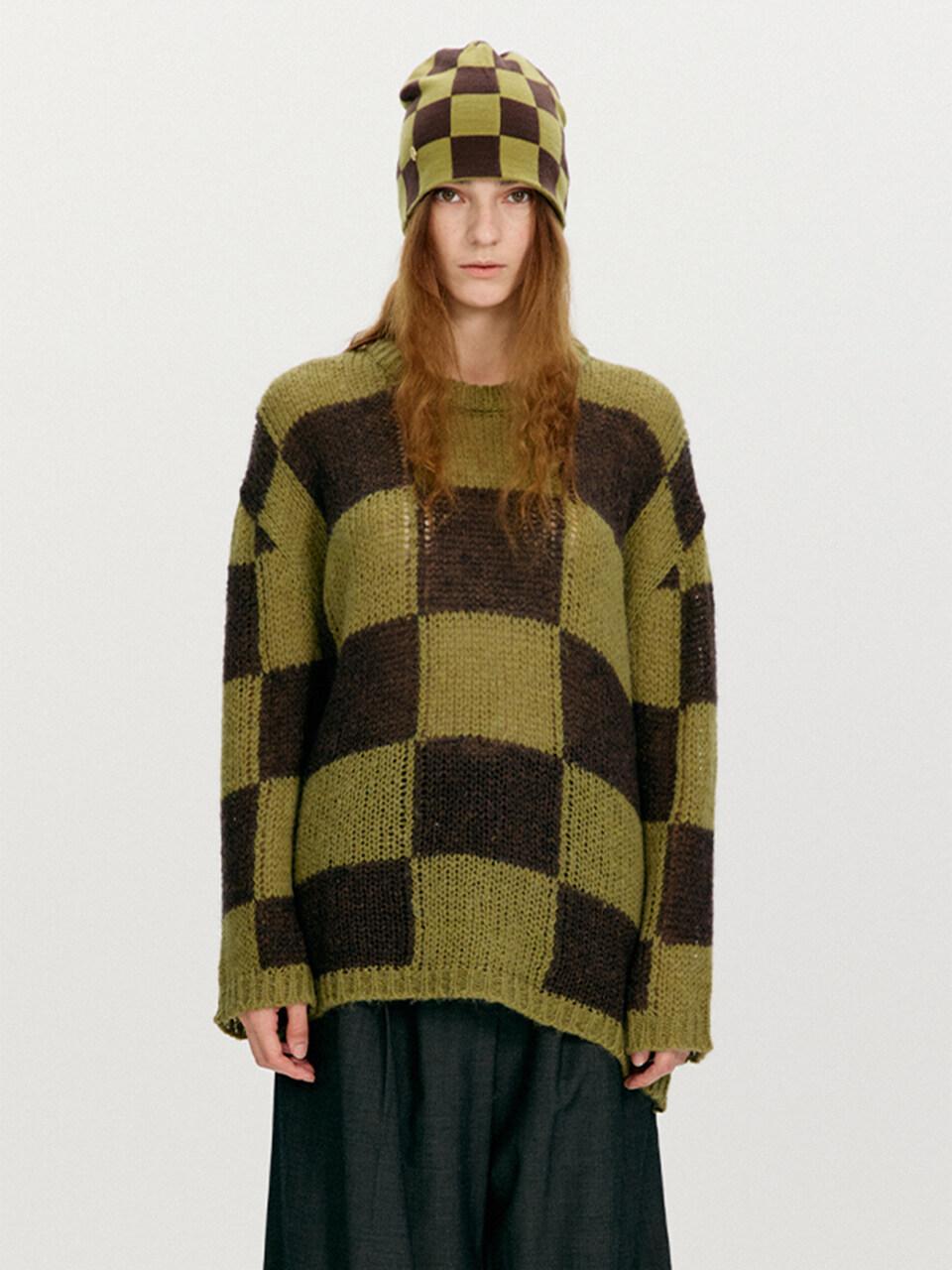 Wool Blend Checker Board Sweater 