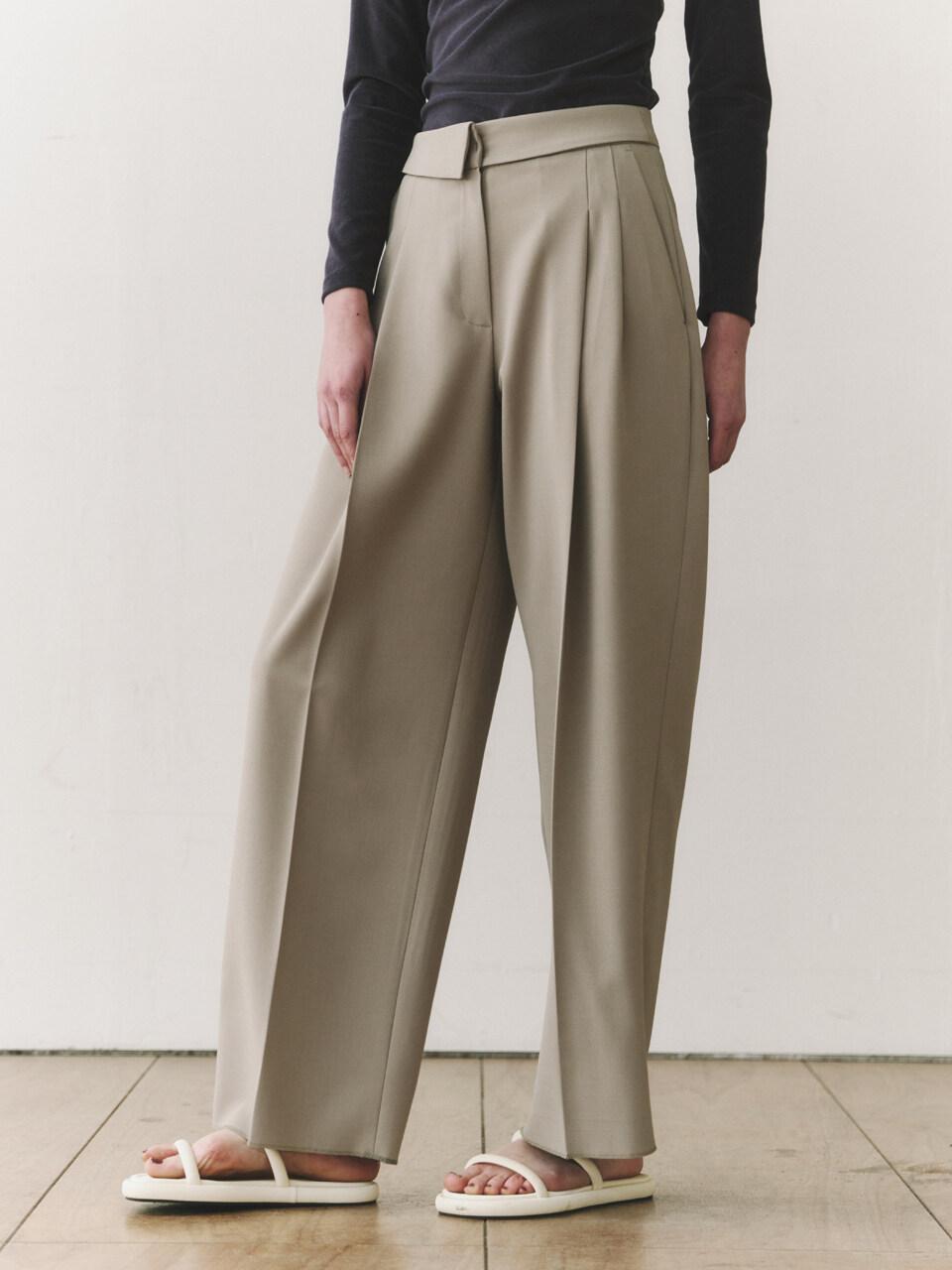 NONNIERE Two Tuck Wide Pants in Natural | Lyst