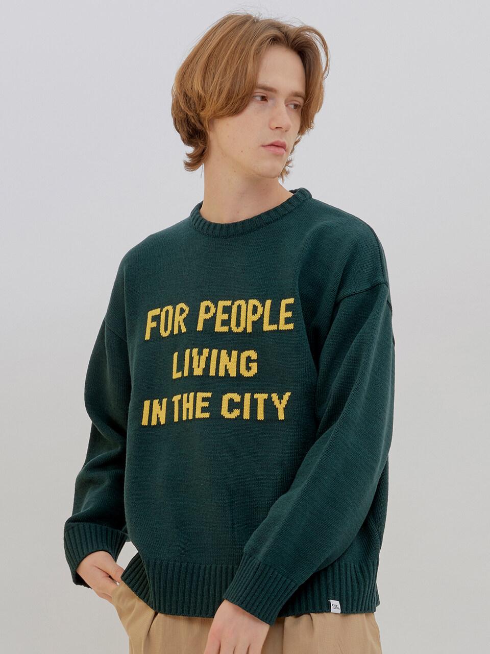 URBANDTYPE Kn076 City Graphic Knit Sweater Deep Green | Lyst Canada