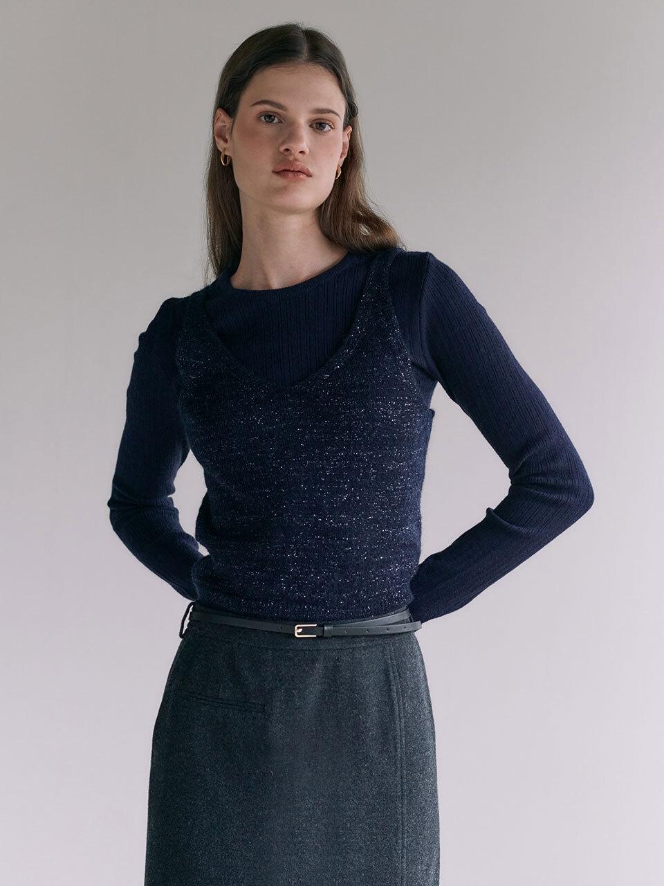 LOEUVRE Glitter Bustier + Pullover in Blue | Lyst