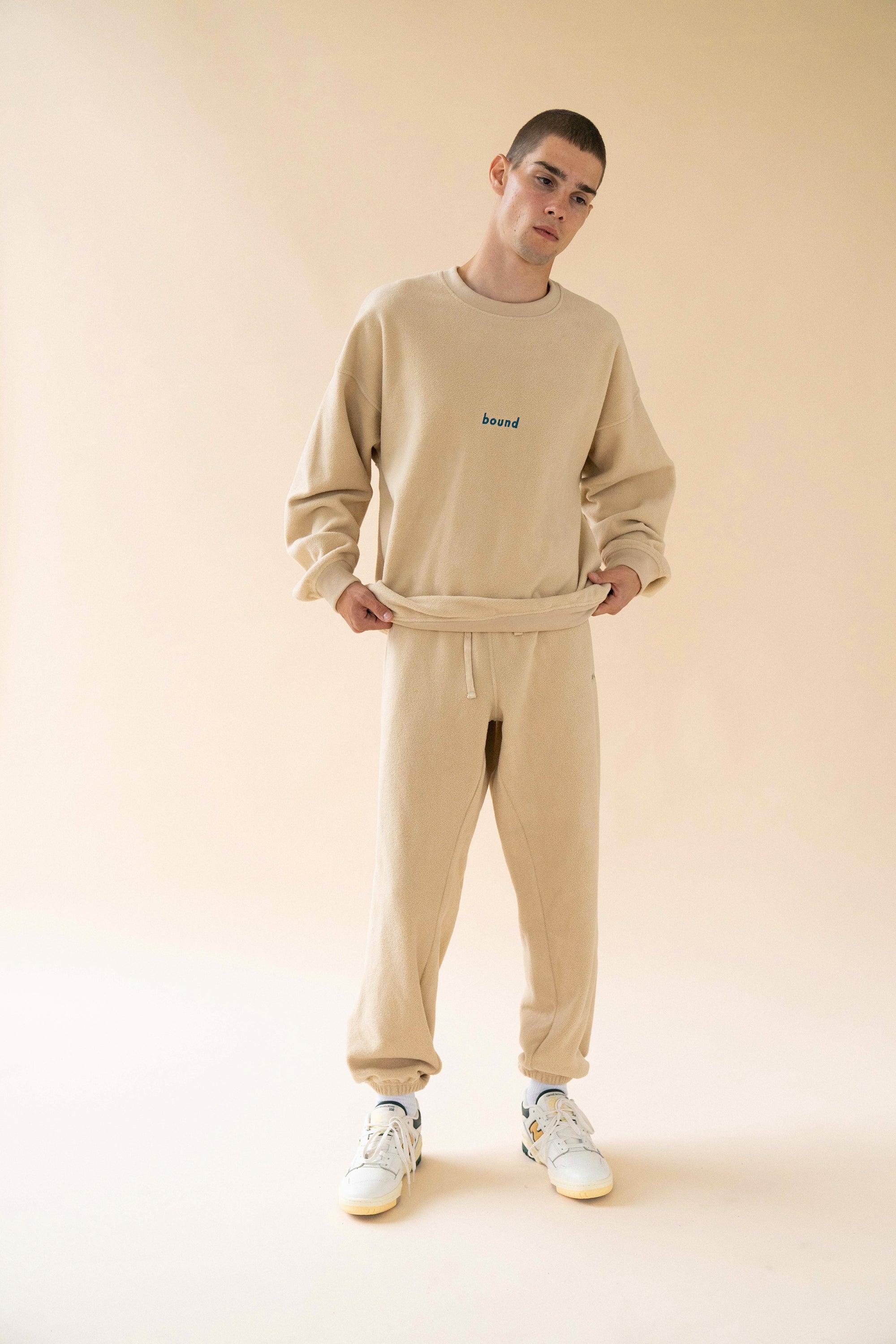 we are bound Oatmeal Reverse Fleece Oversized Sweater in Natural for Men |  Lyst
