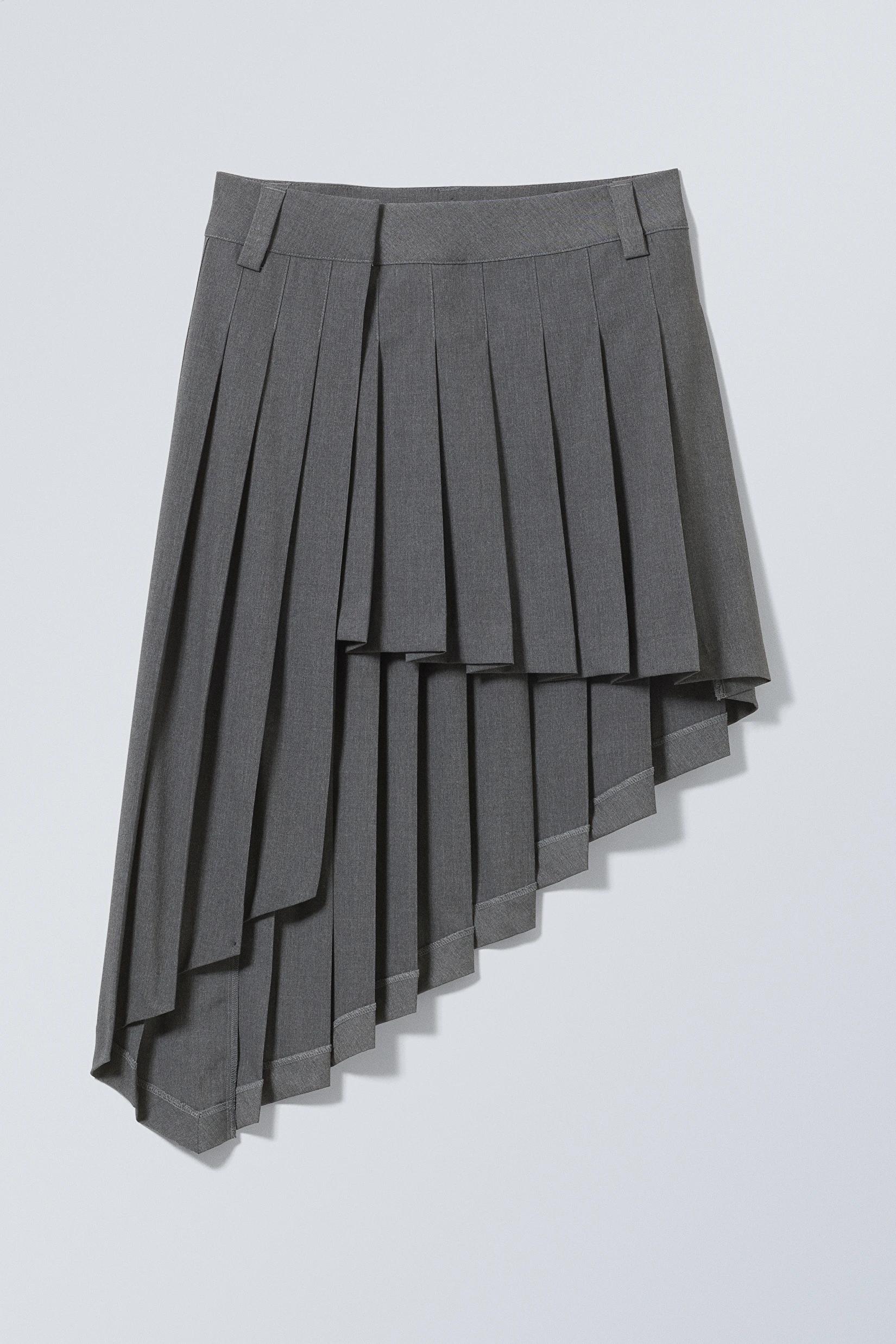 CRANK Frill pleated midi skirt_gray Womens Grey Pleated Jersey
