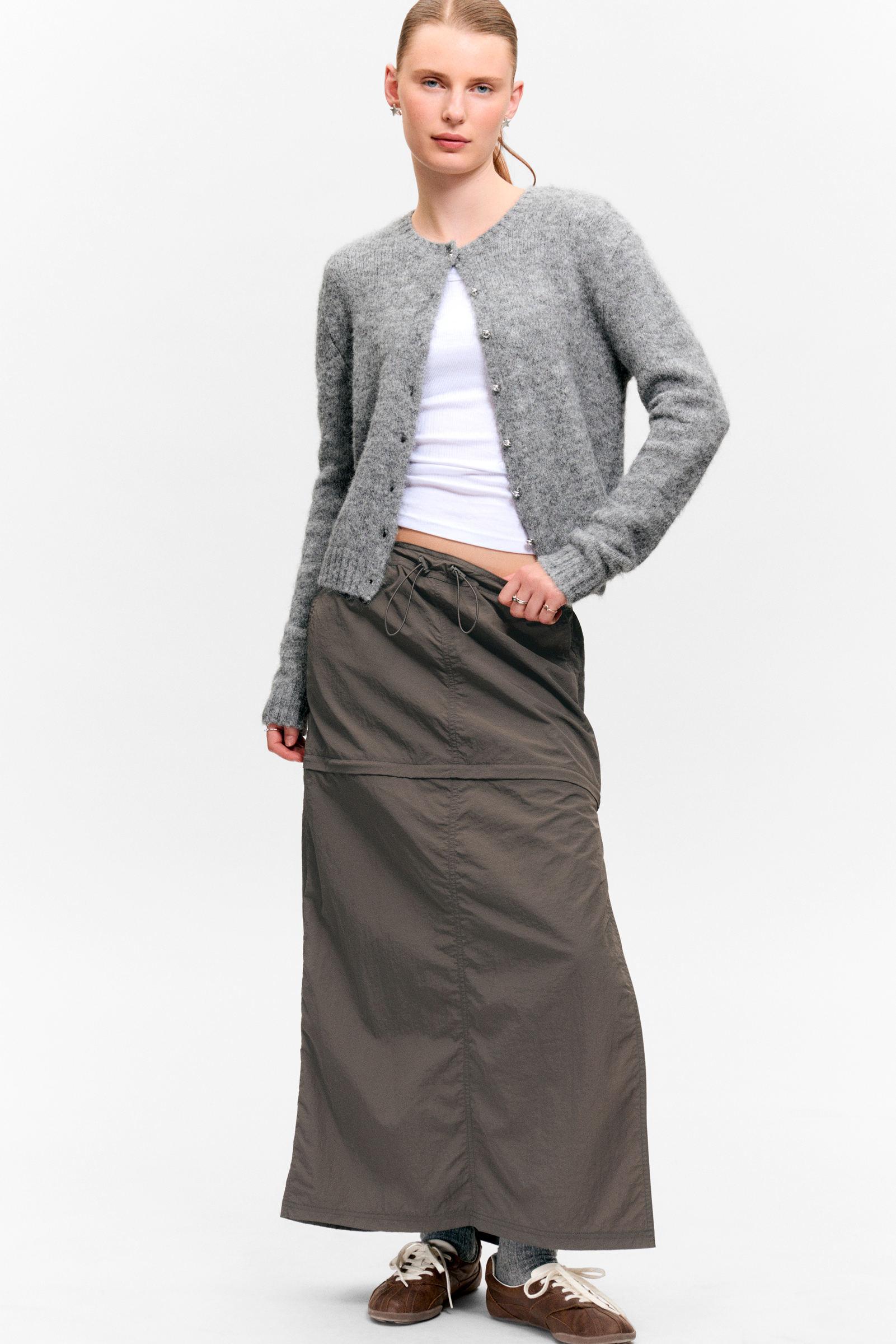 Convertible nylon cargo skirt