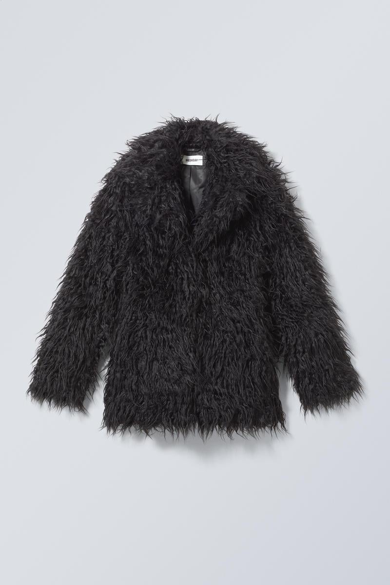 Felljacke Faux Fur Mantel Schwarz H&m Mantel Pelzjacke