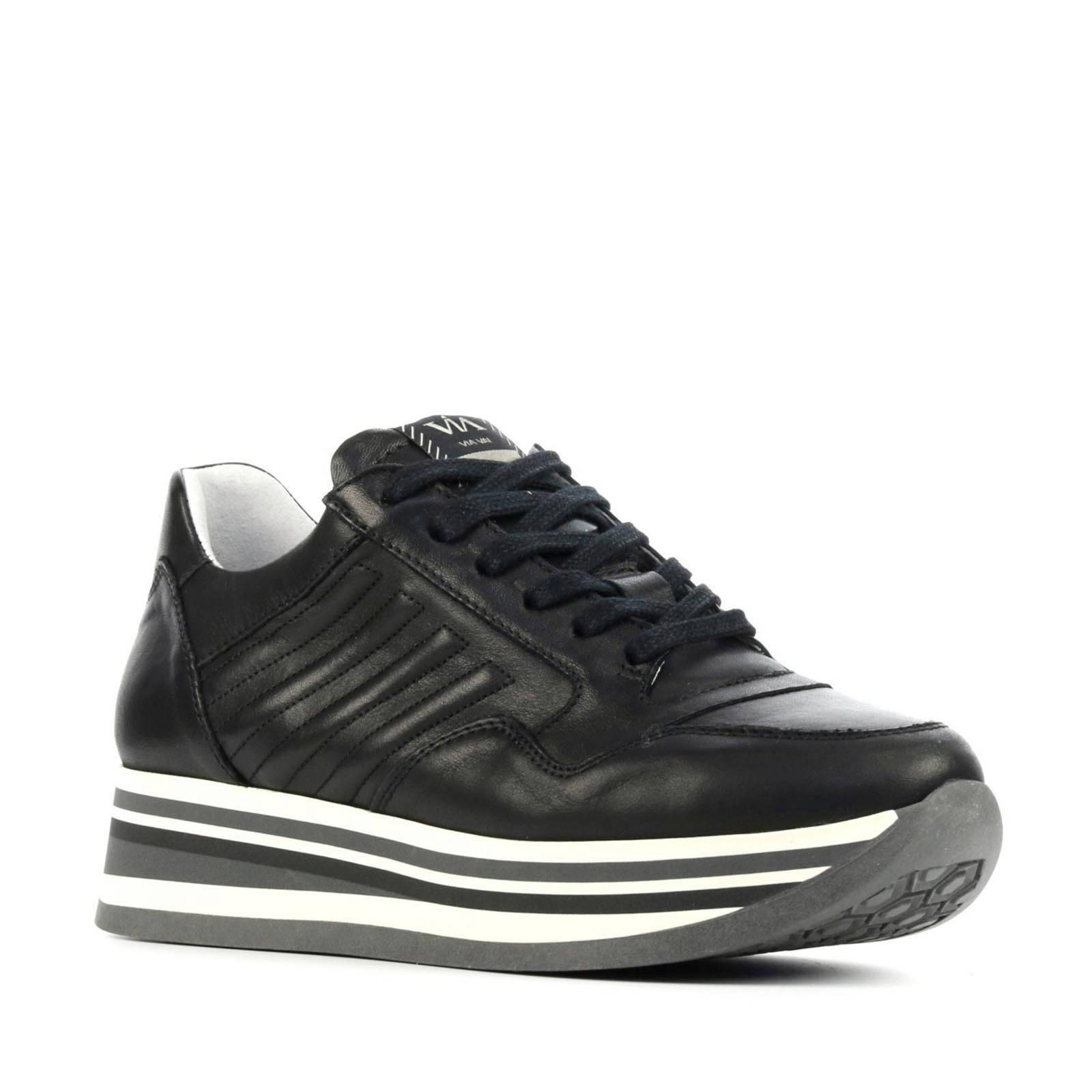 Via Vai 5209036 Leren Plateau Sneakers in het Zwart - Lyst