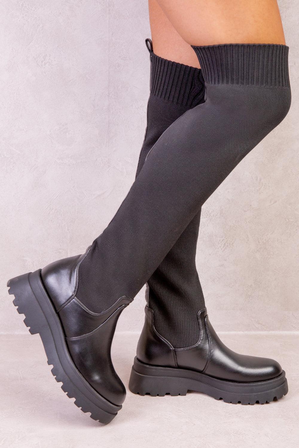 womens stretch calf boots