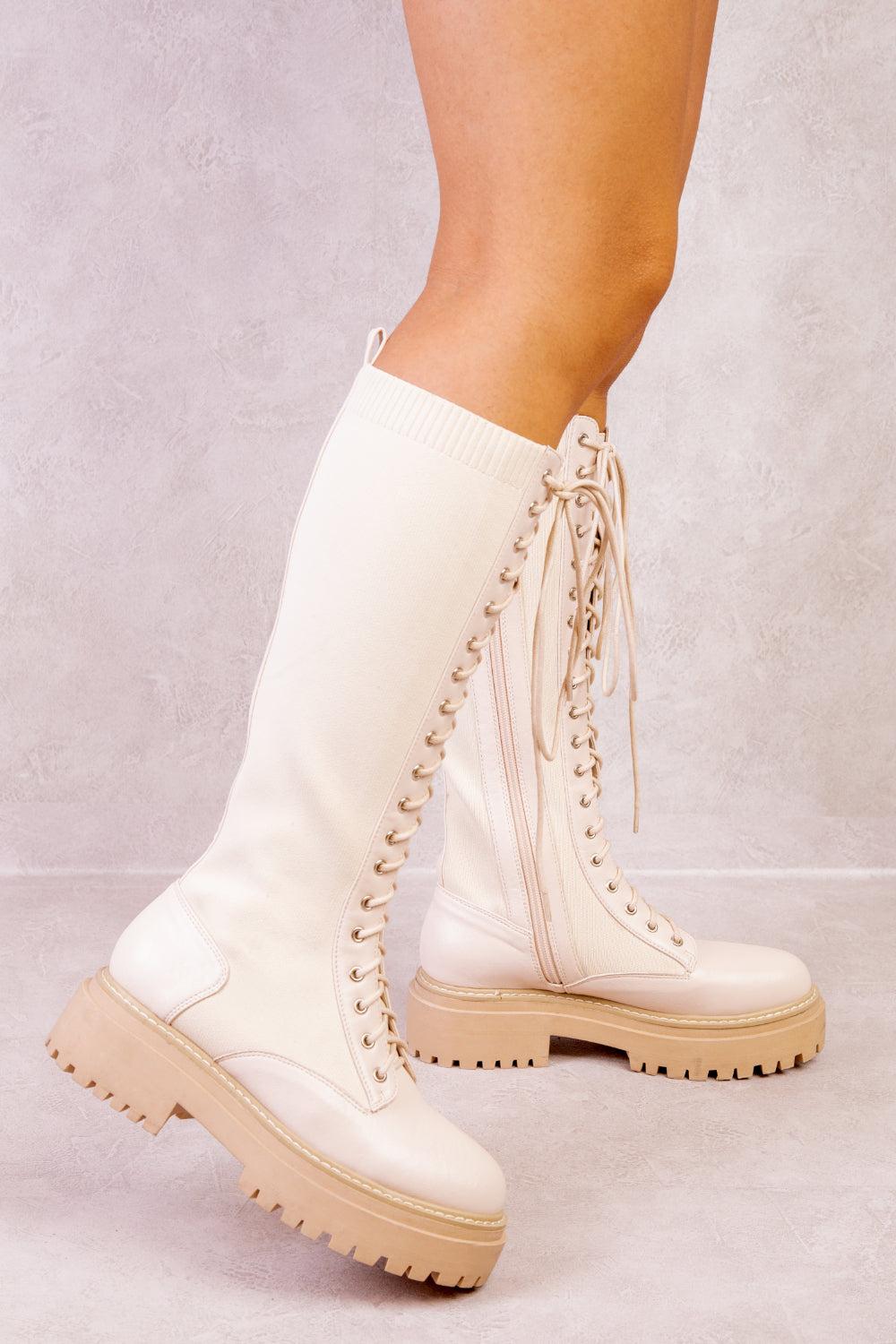 cream calf boots