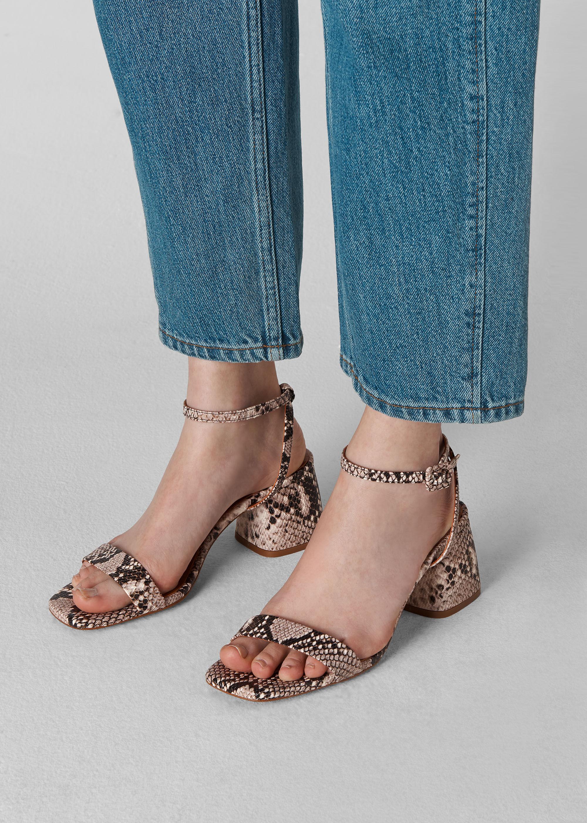 Whistles Leather Hale Block Heel Sandal 
