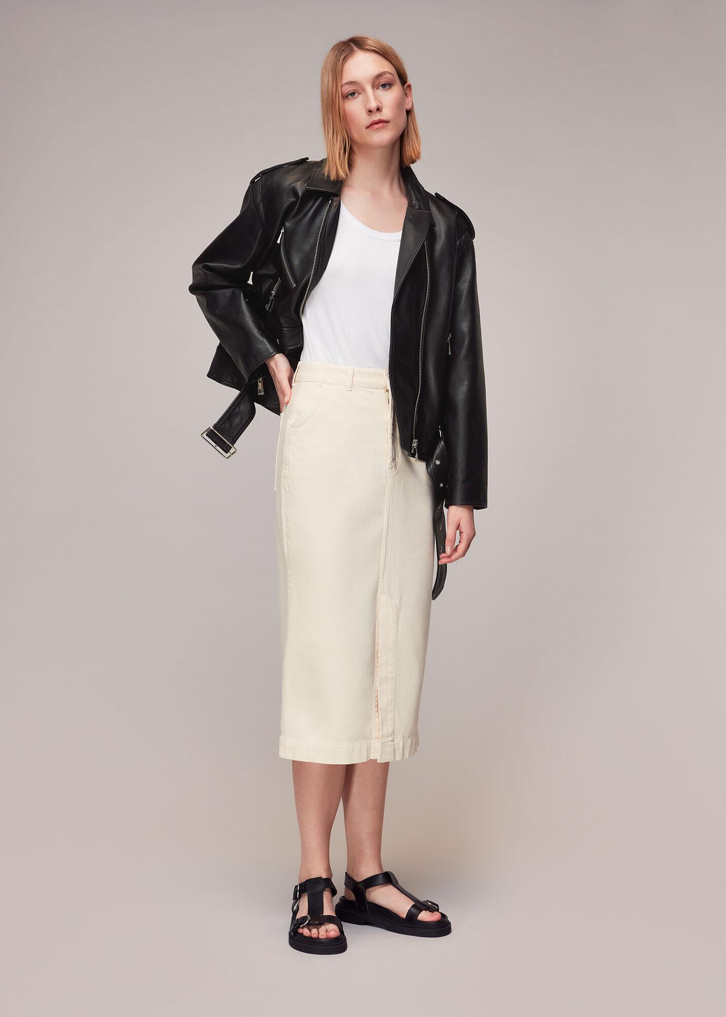 Whistles Sophia Oversized Leather Biker in Natural Lyst