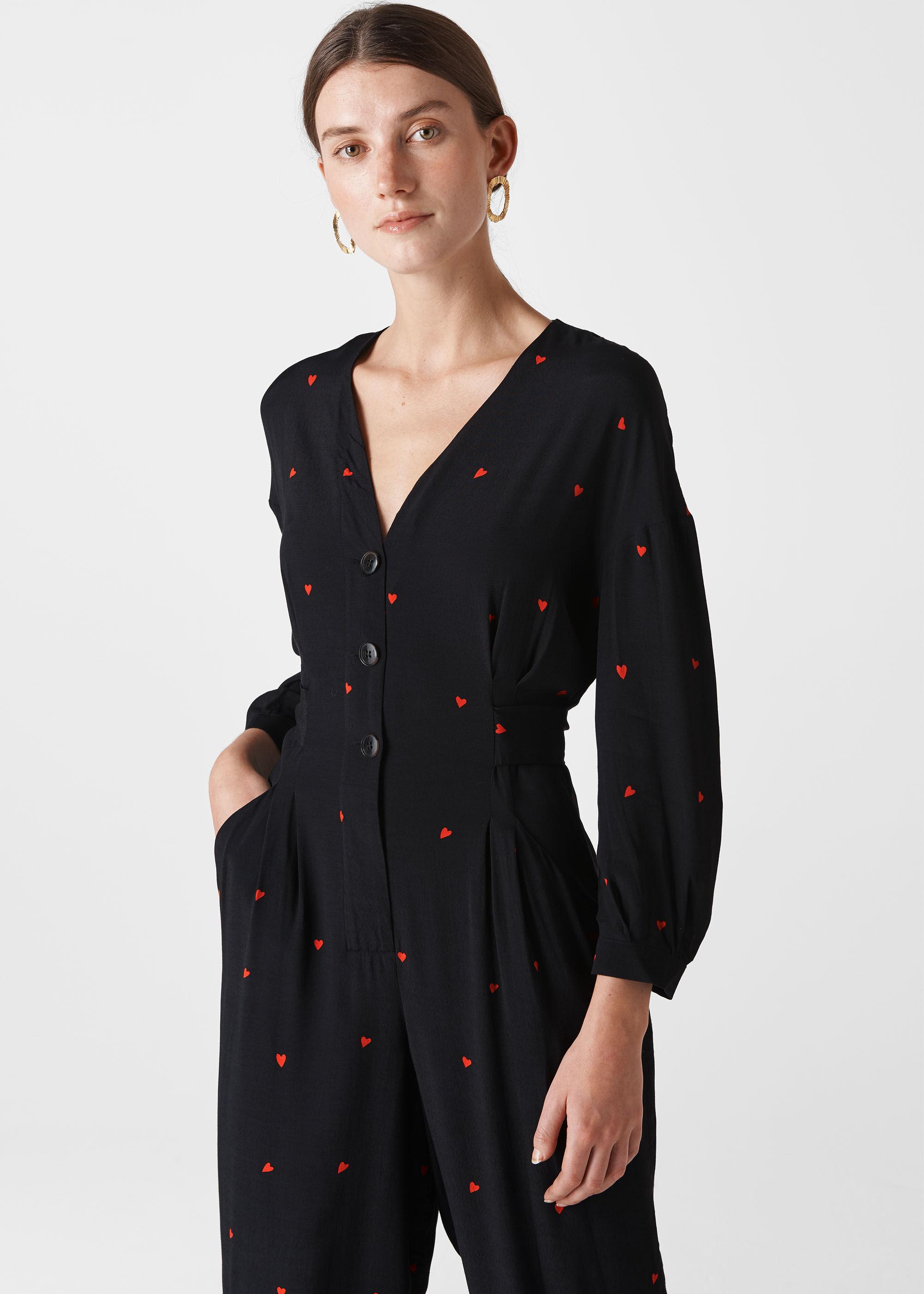 heart print jumpsuit