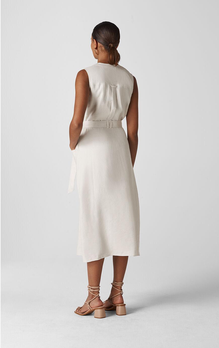 whistles button detail linen dress