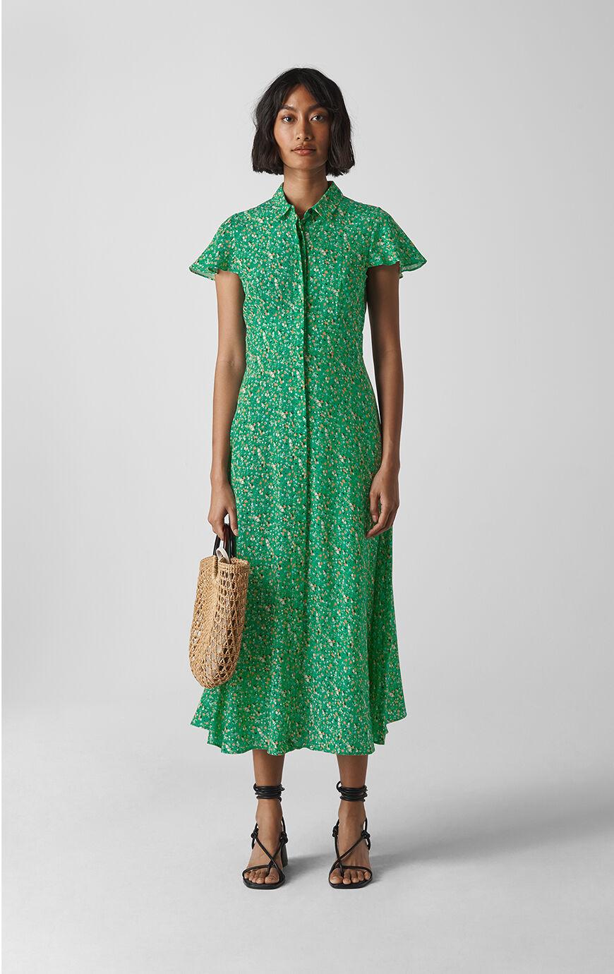 Whistles Green Ditsy Dress Online Store ...