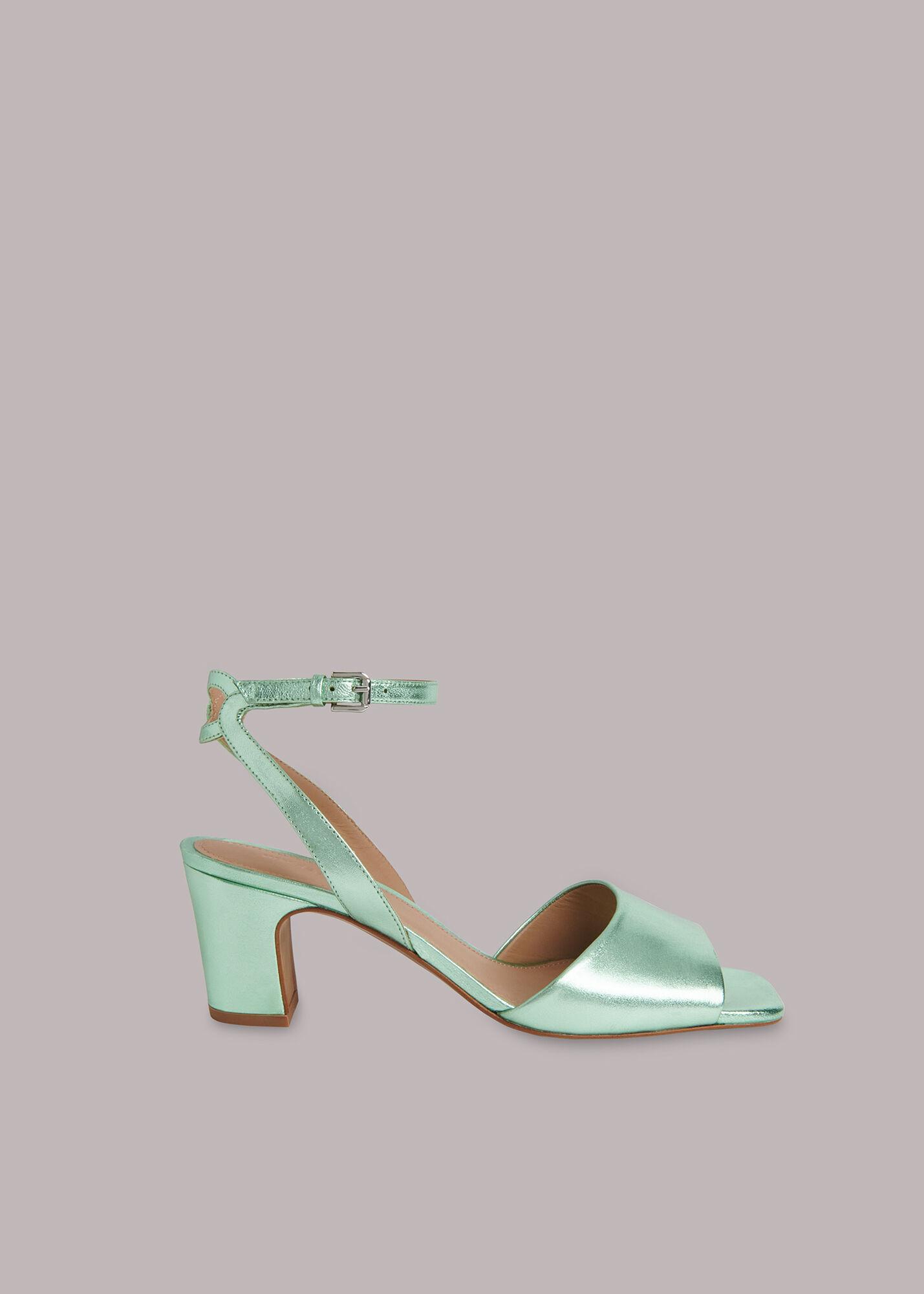 Mint green cheap block heels