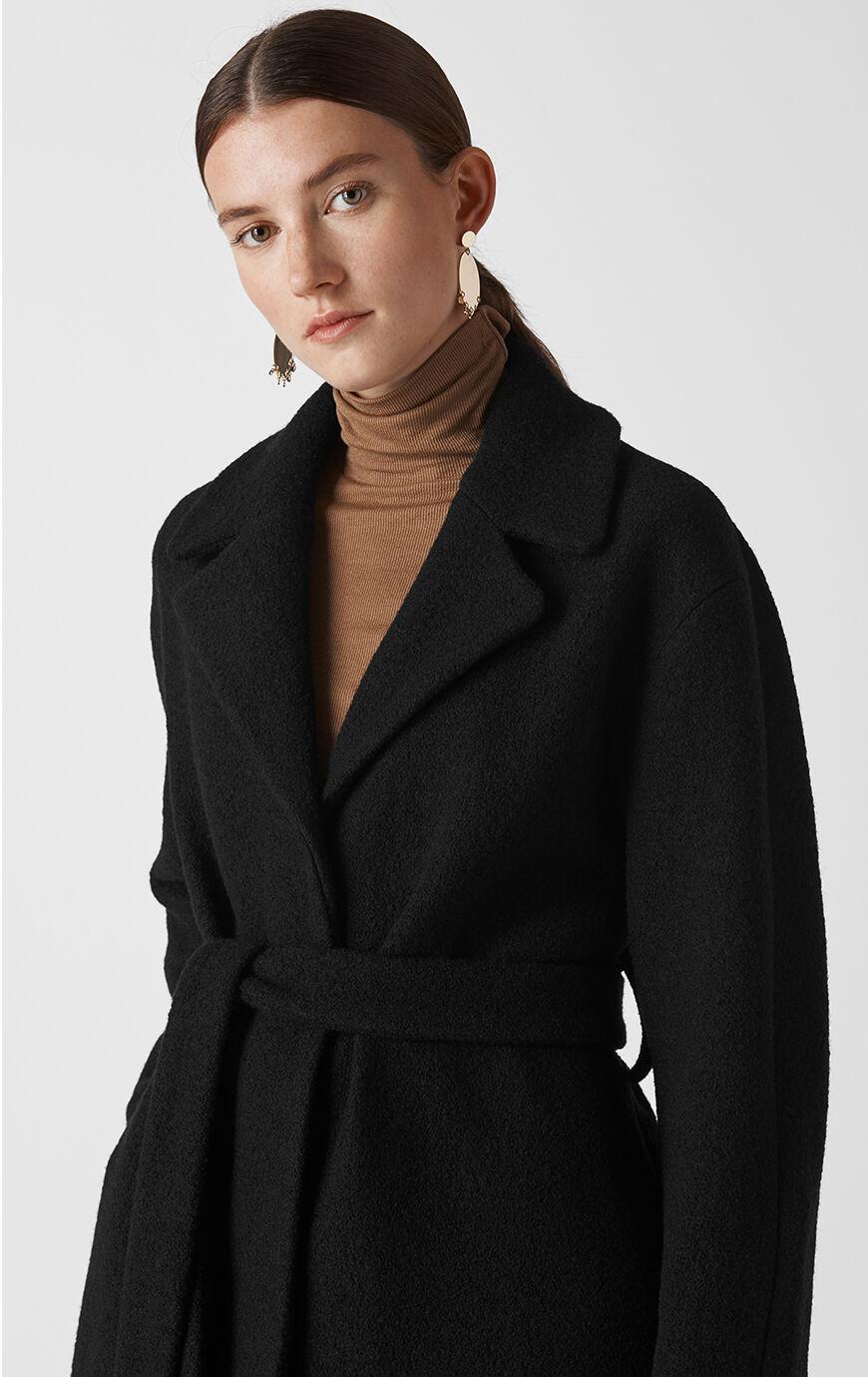 boiled wool black coat