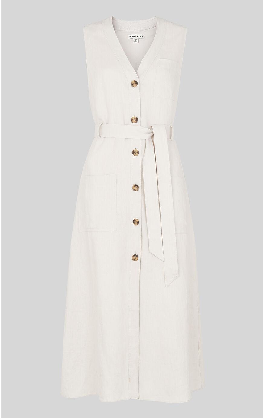 whistles button detail linen dress