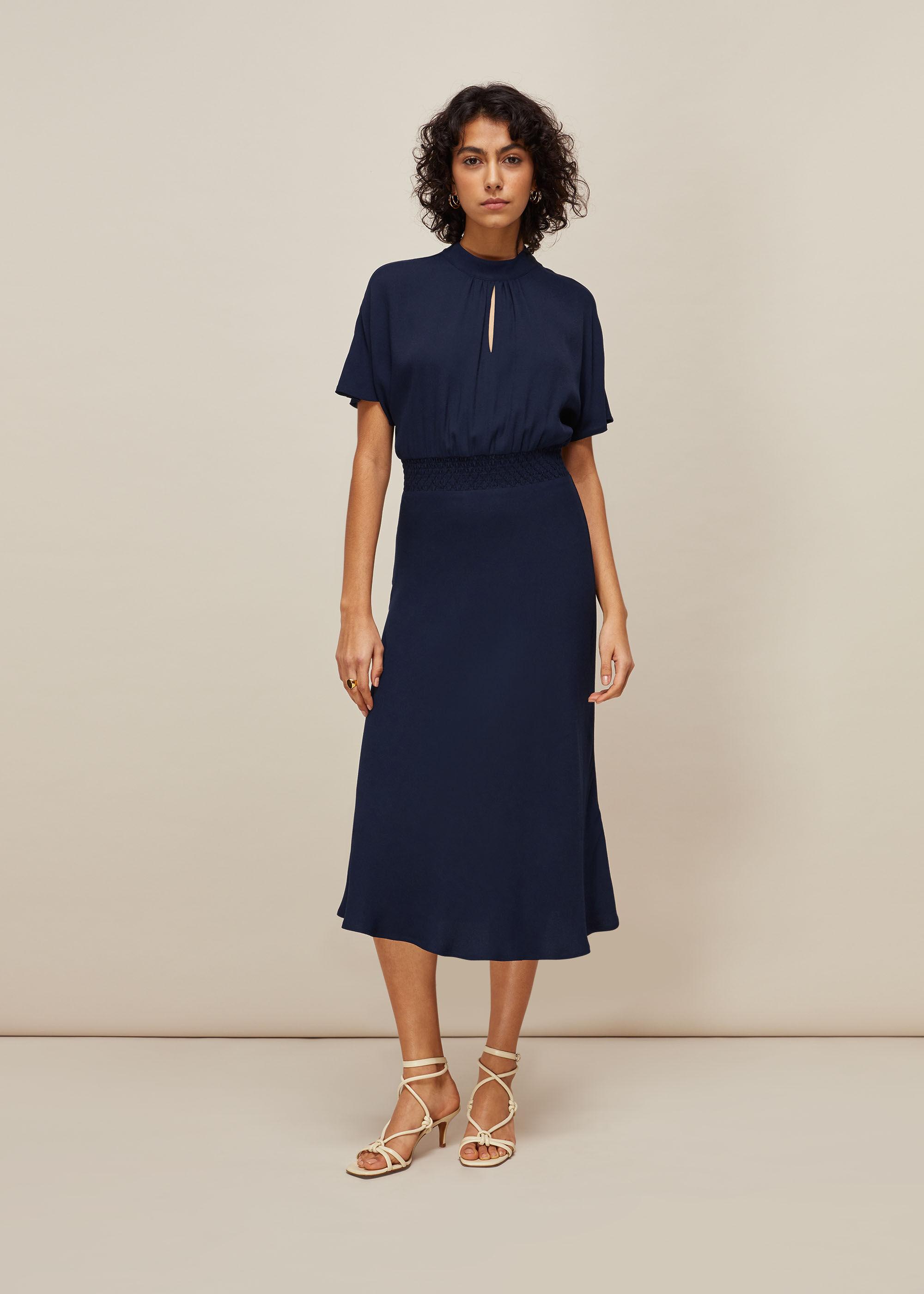 midi shirred waist dress