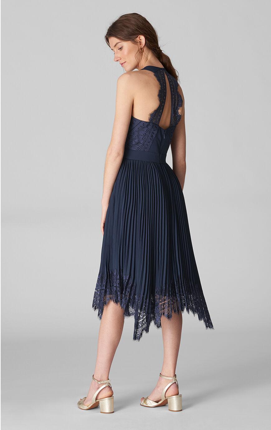 whistles lana lace pleat dress