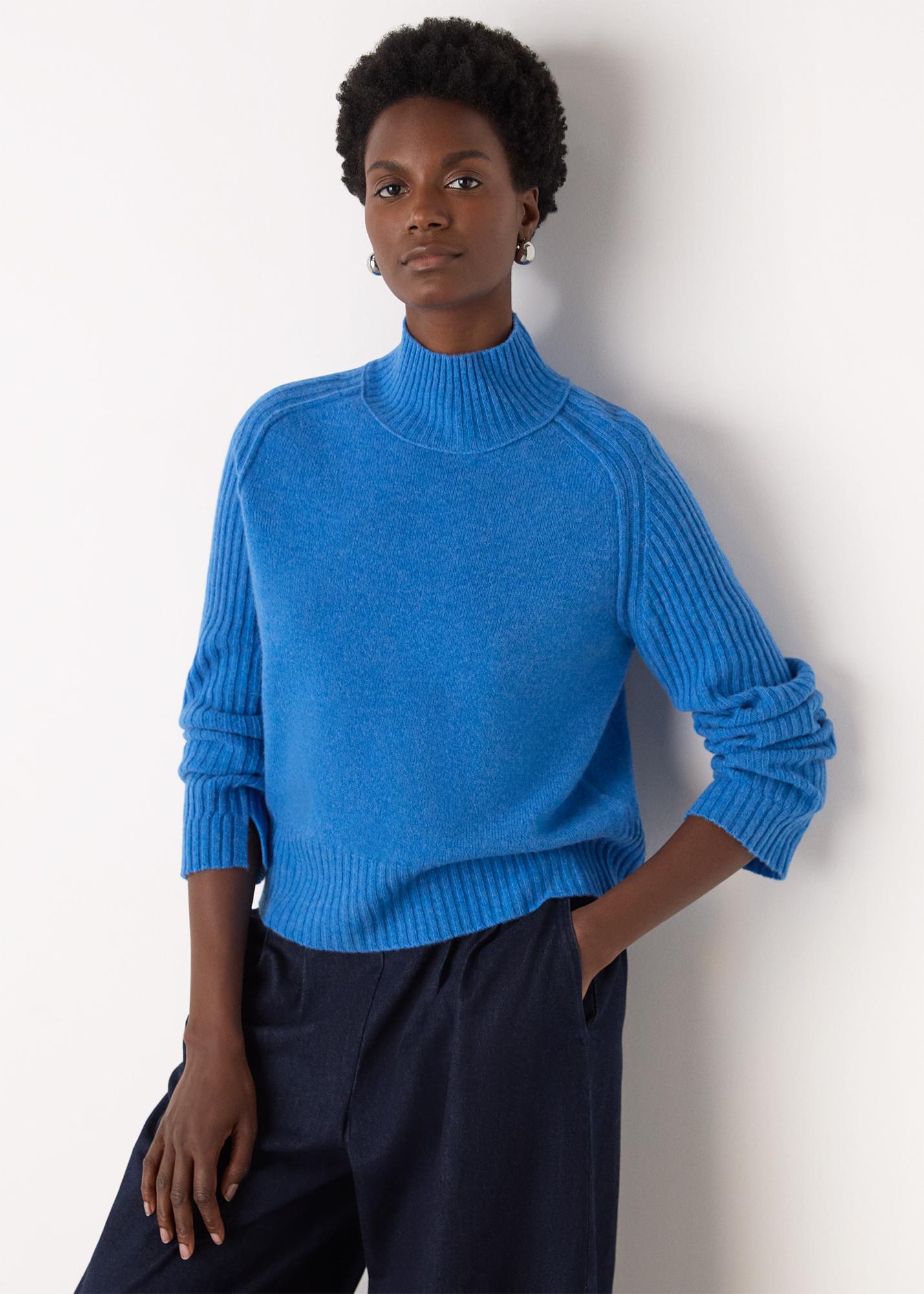Whistles Blue Colour Block Jumper Whistles Jumpers For Women