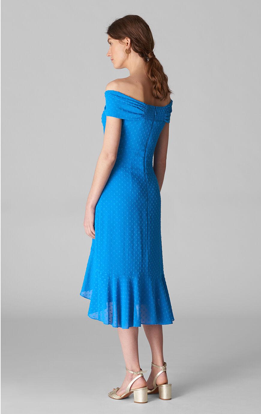 whistles eriko dobby bardot dress