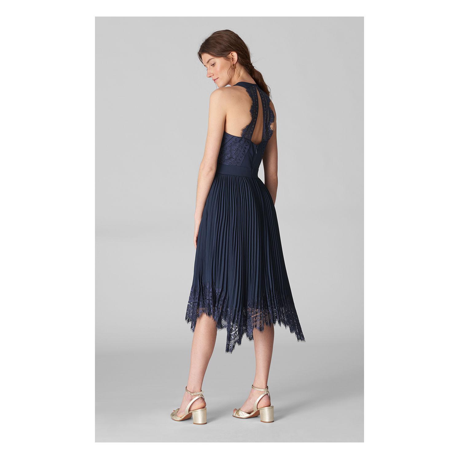 whistles lana lace pleat dress
